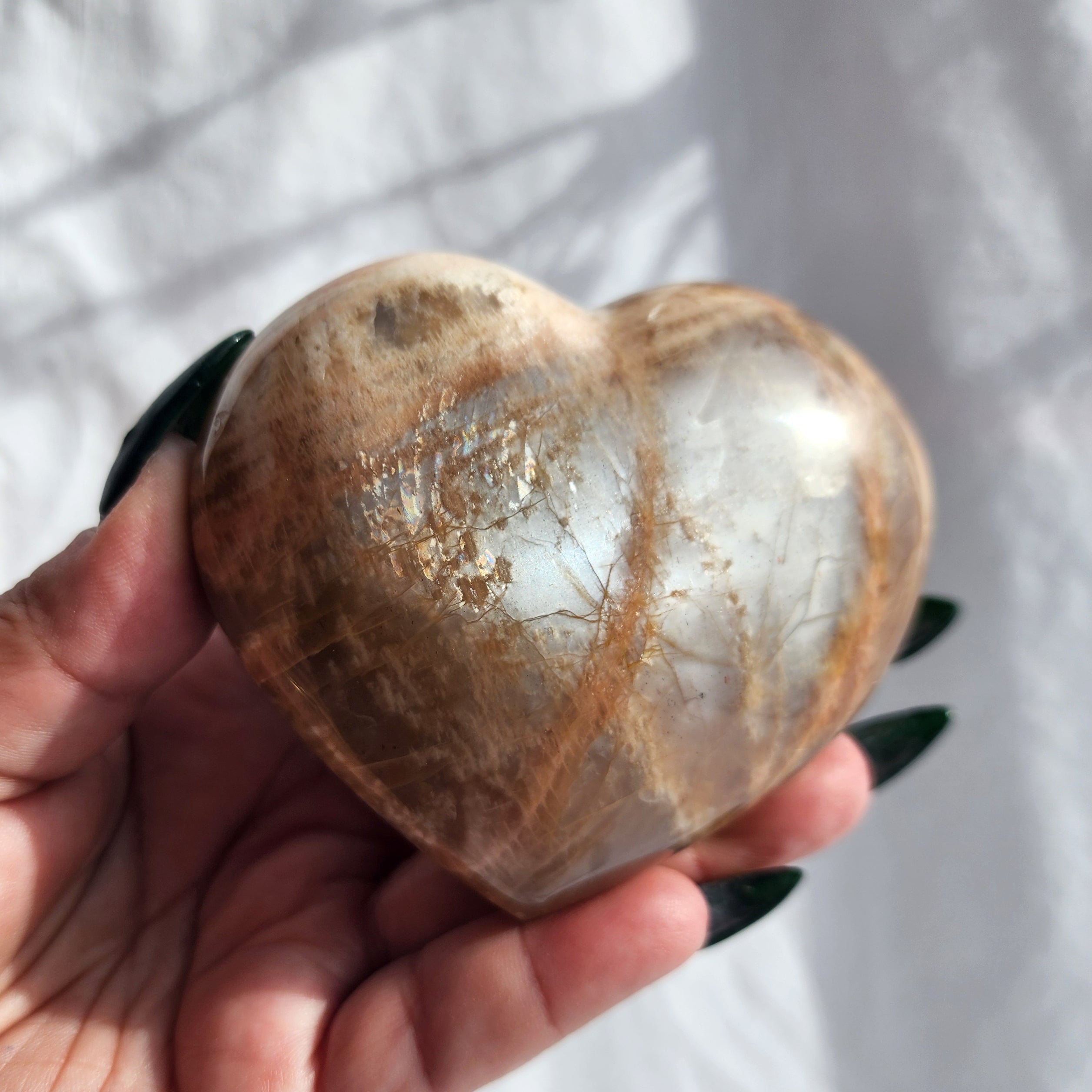 Peach Moonstone Puffy Heart
