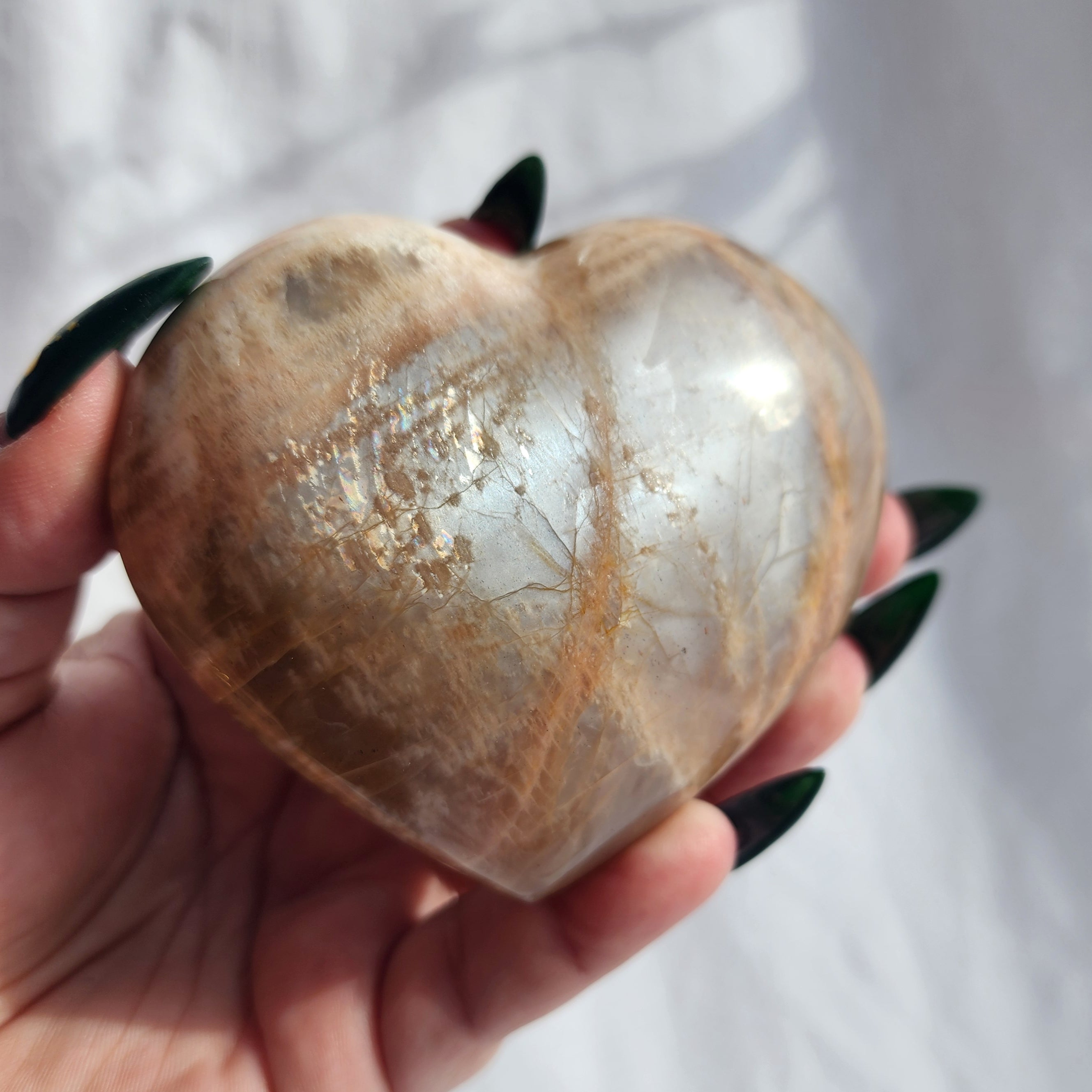 Peach Moonstone Puffy Heart