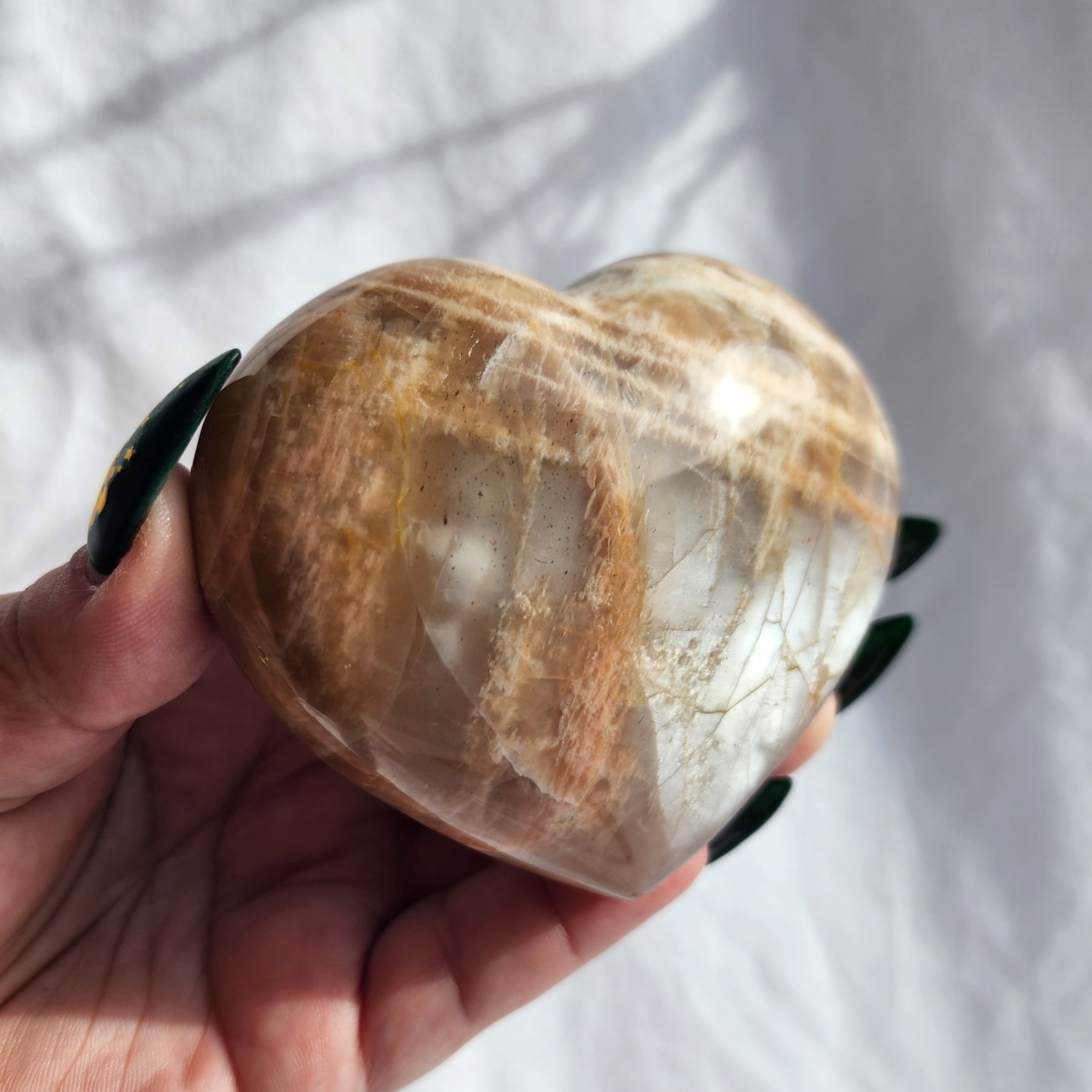Peach Moonstone Puffy Heart
