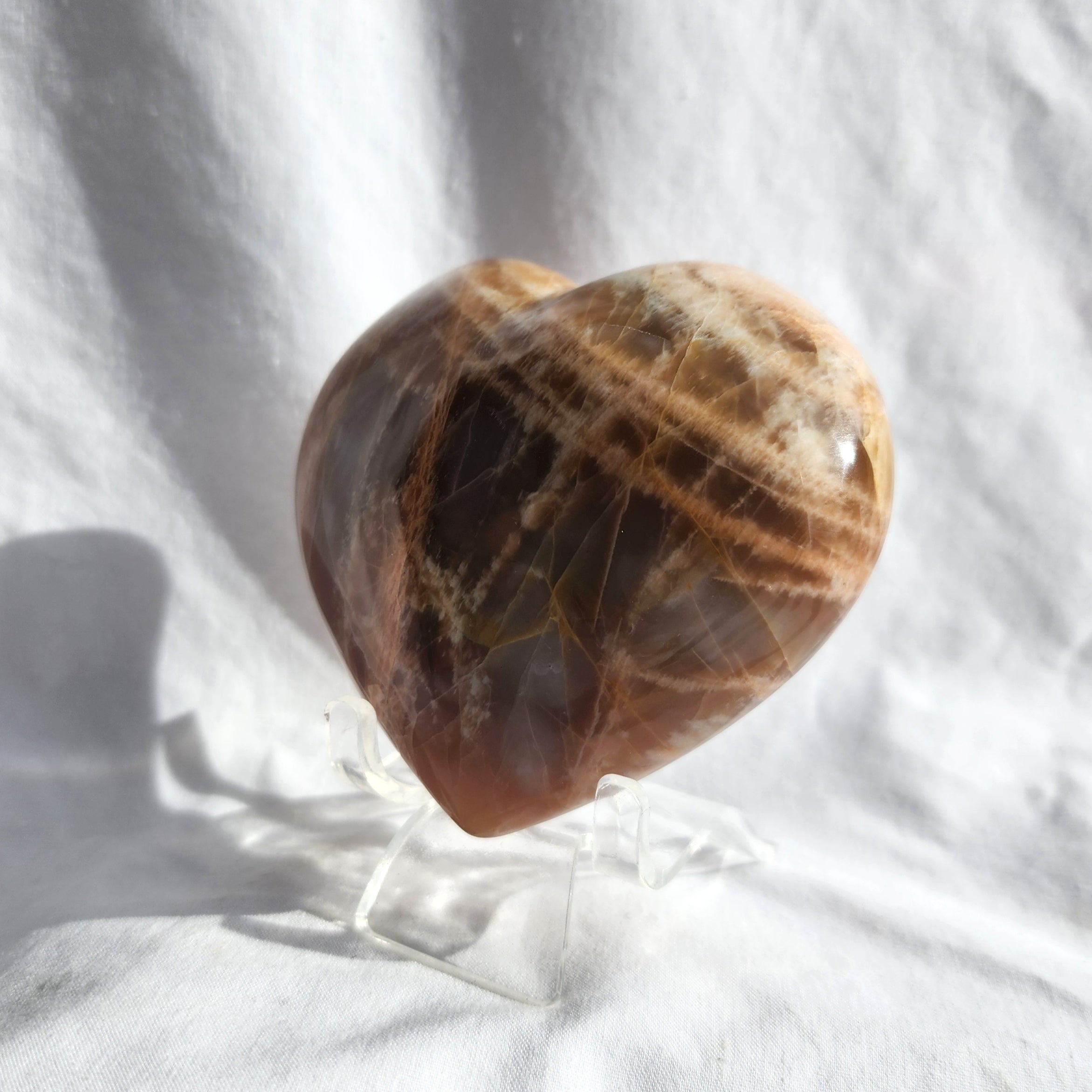 Peach Moonstone Puffy Heart