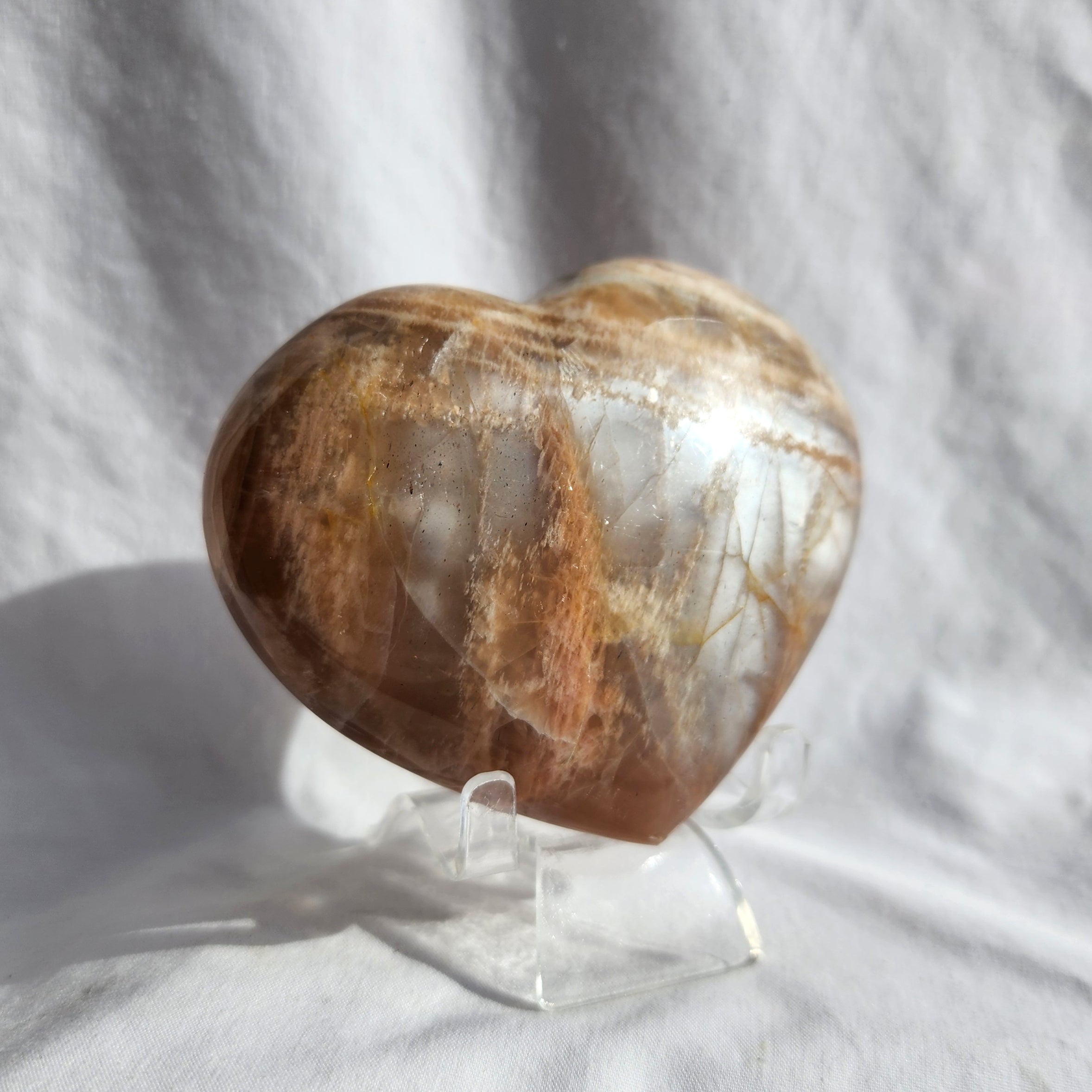 Peach Moonstone Puffy Heart