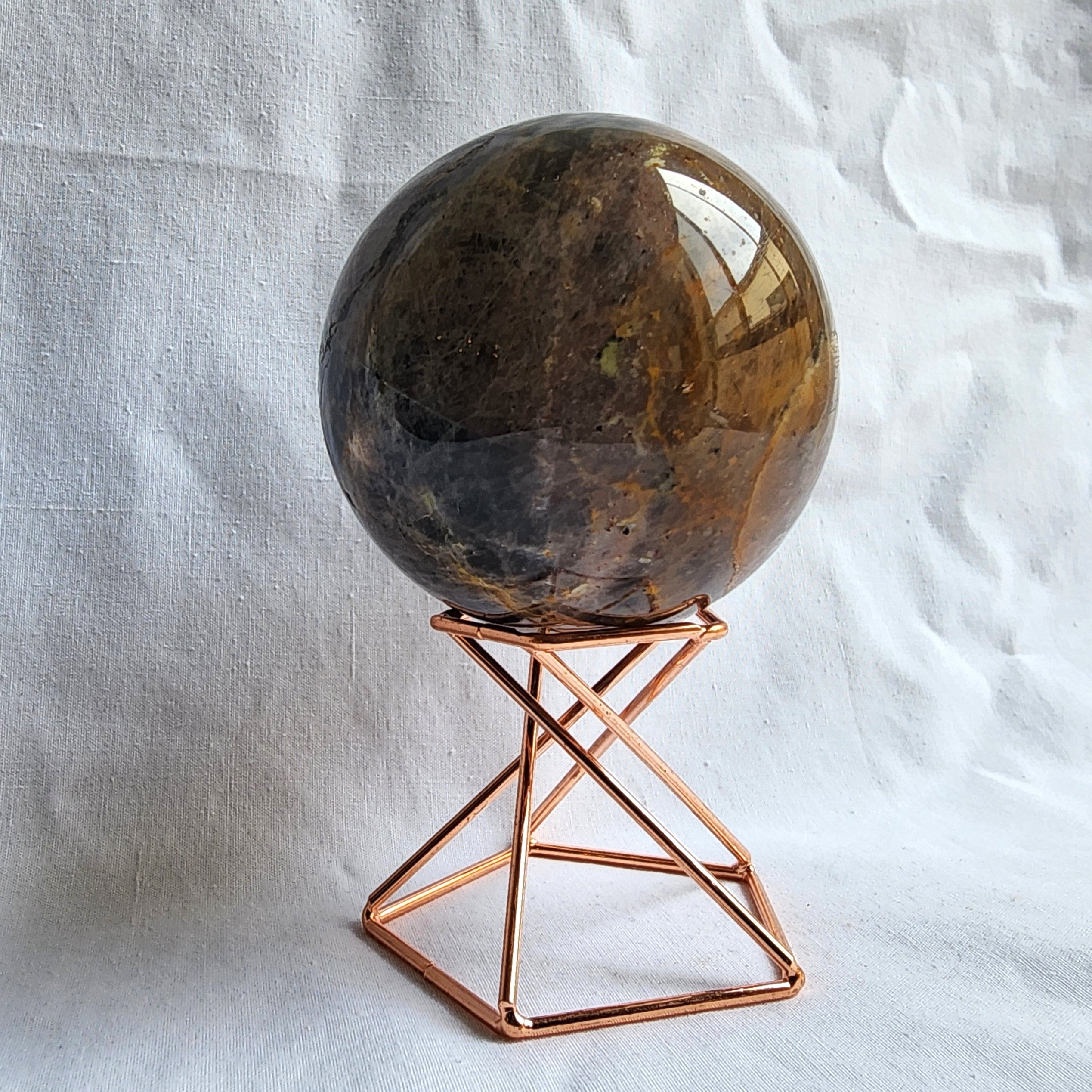 Black Moonstone Sphere with Golden Healer Inclusions