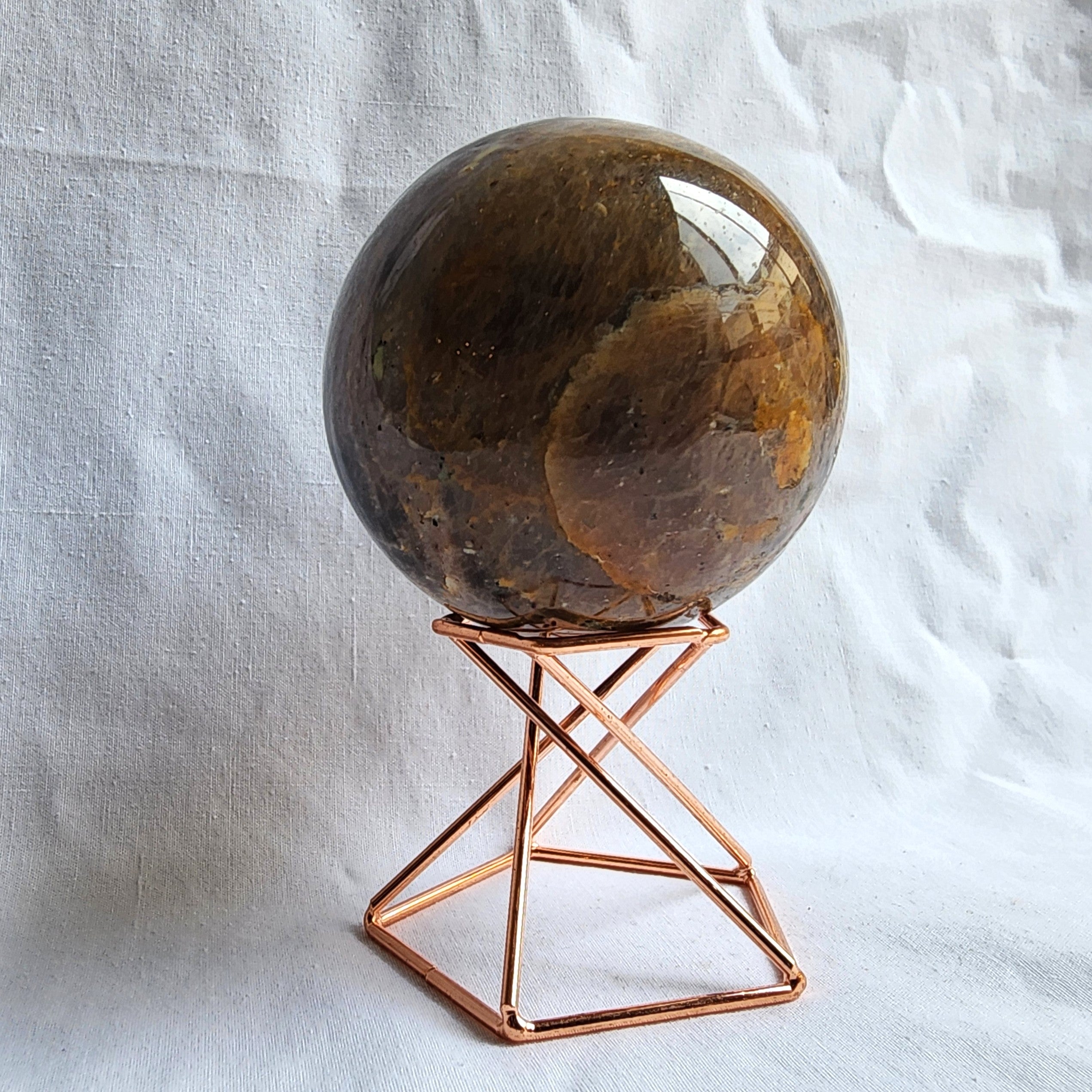 Black Moonstone Sphere with Golden Healer Inclusions
