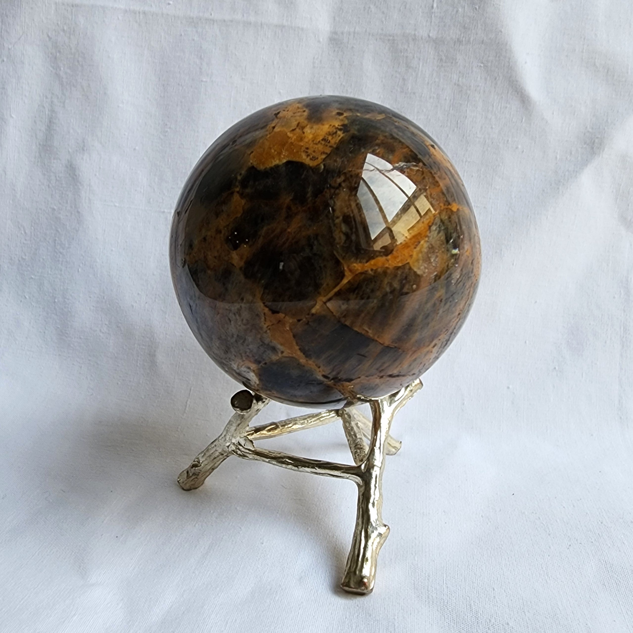Black Moonstone Sphere with Golden Healer Inclusions