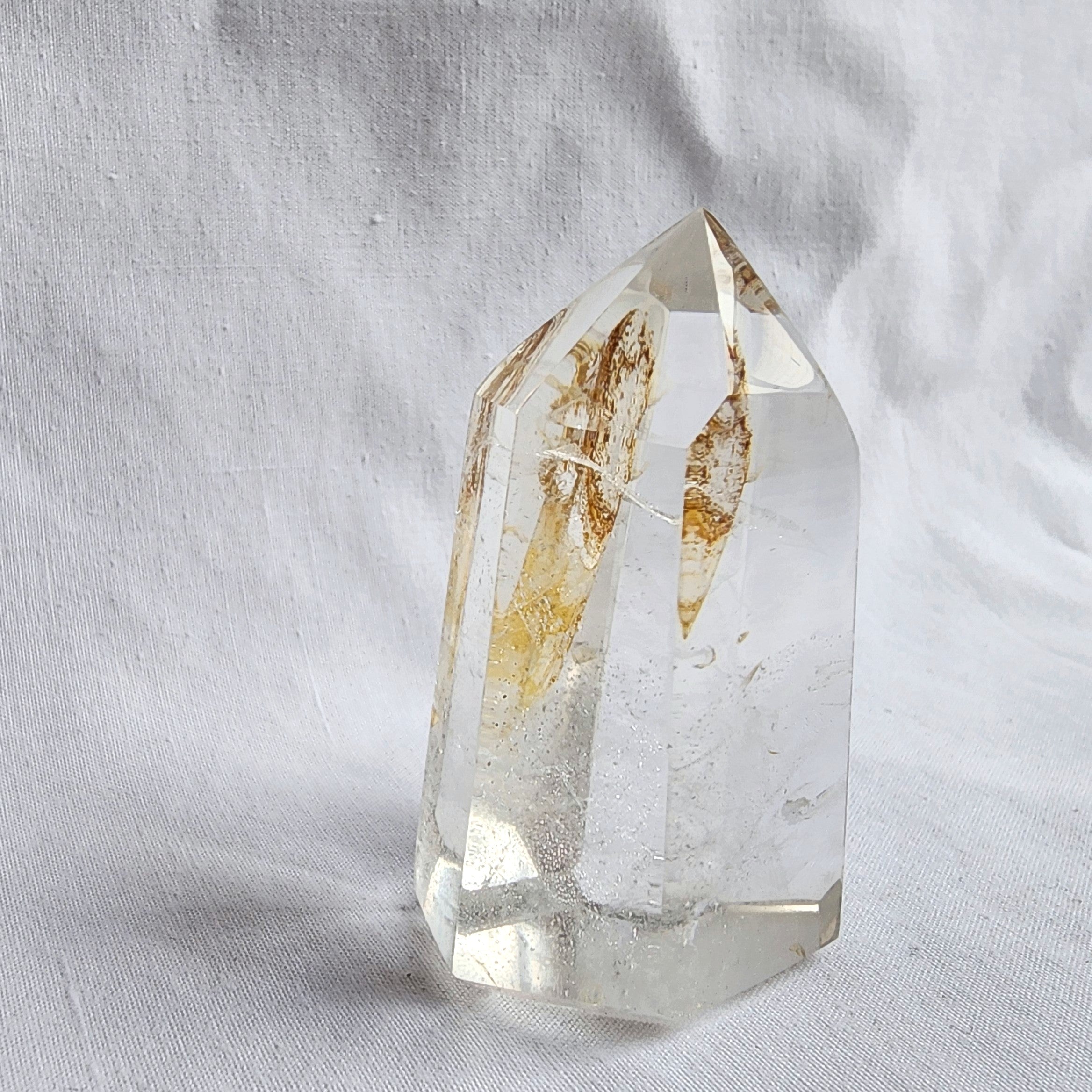 Clear Quartz Generator Point with Golden Healer Inclusion
