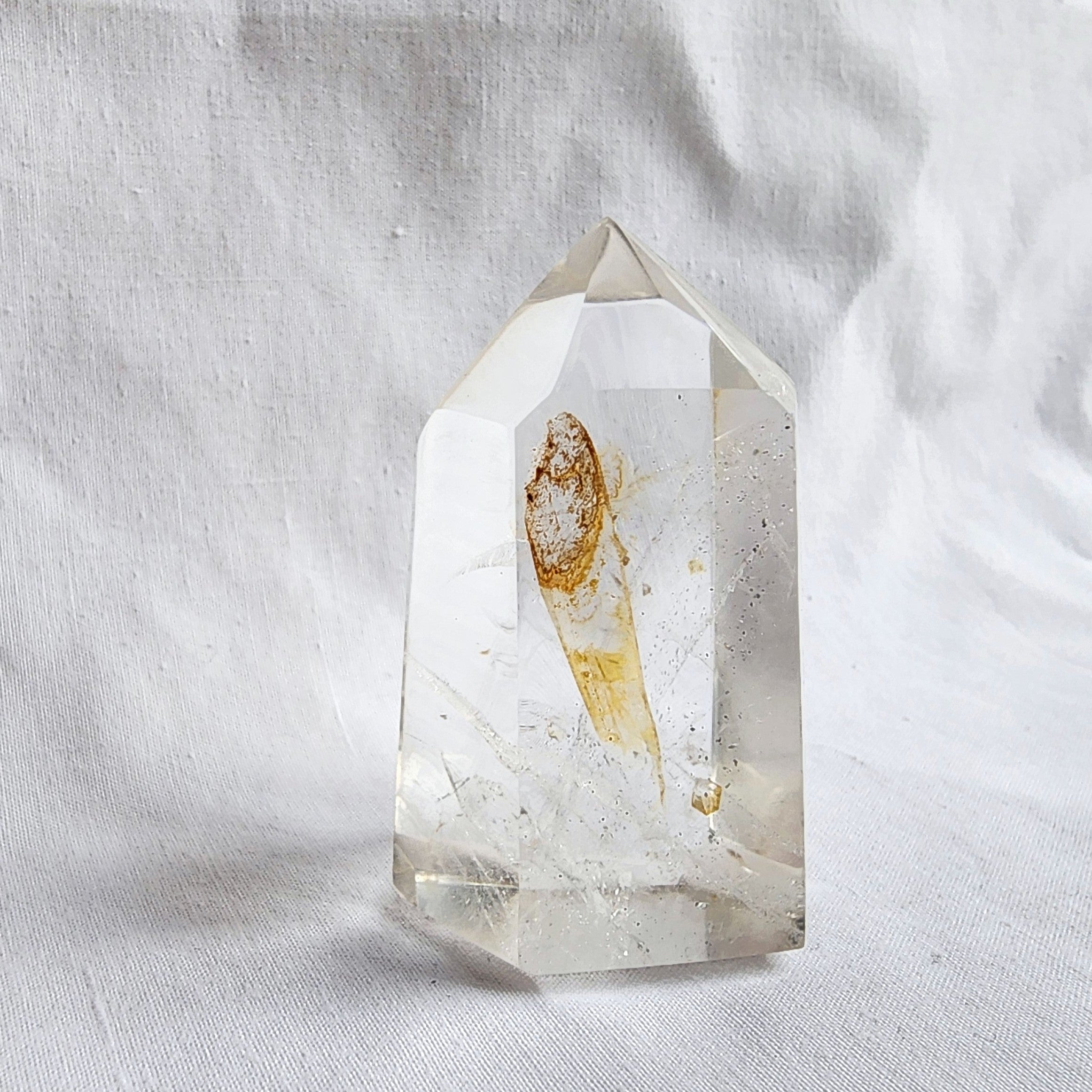 Clear Quartz Generator Point with Golden Healer Inclusion