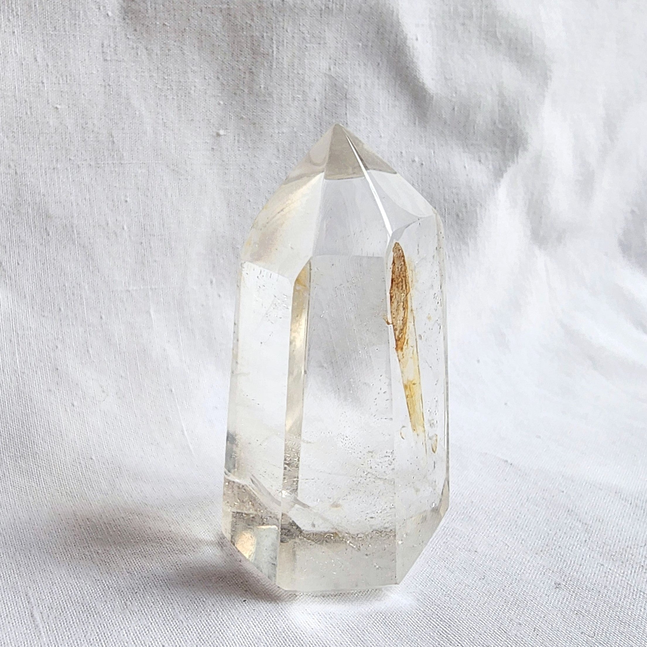 Clear Quartz Generator Point with Golden Healer Inclusion