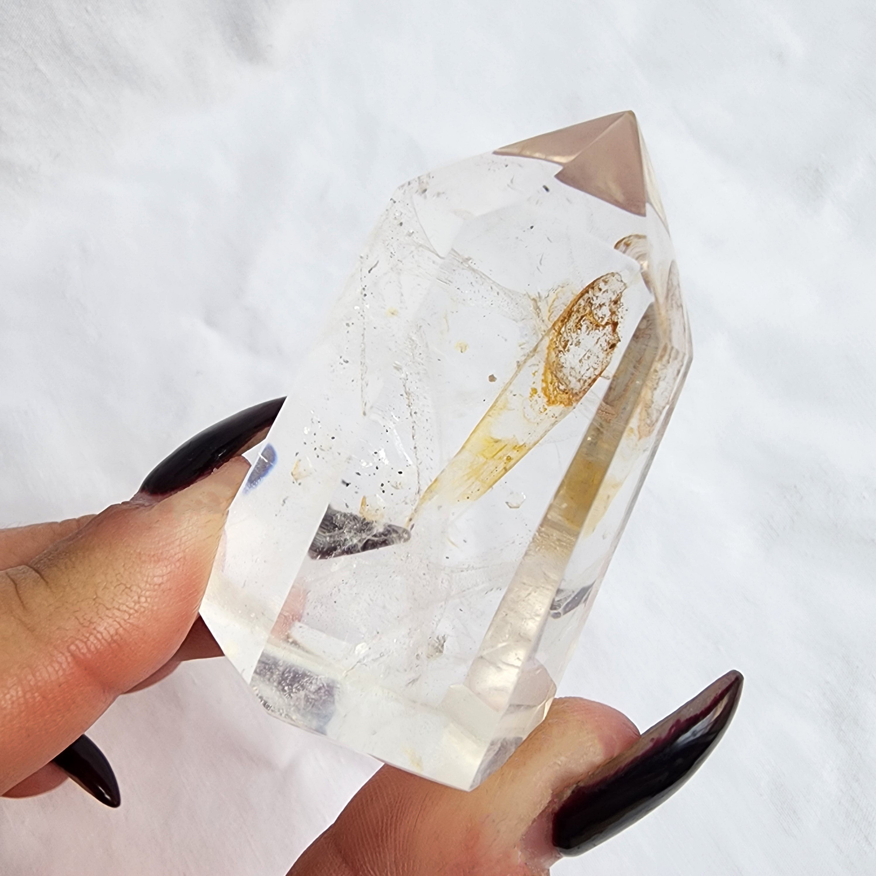 Clear Quartz Generator Point with Golden Healer Inclusion