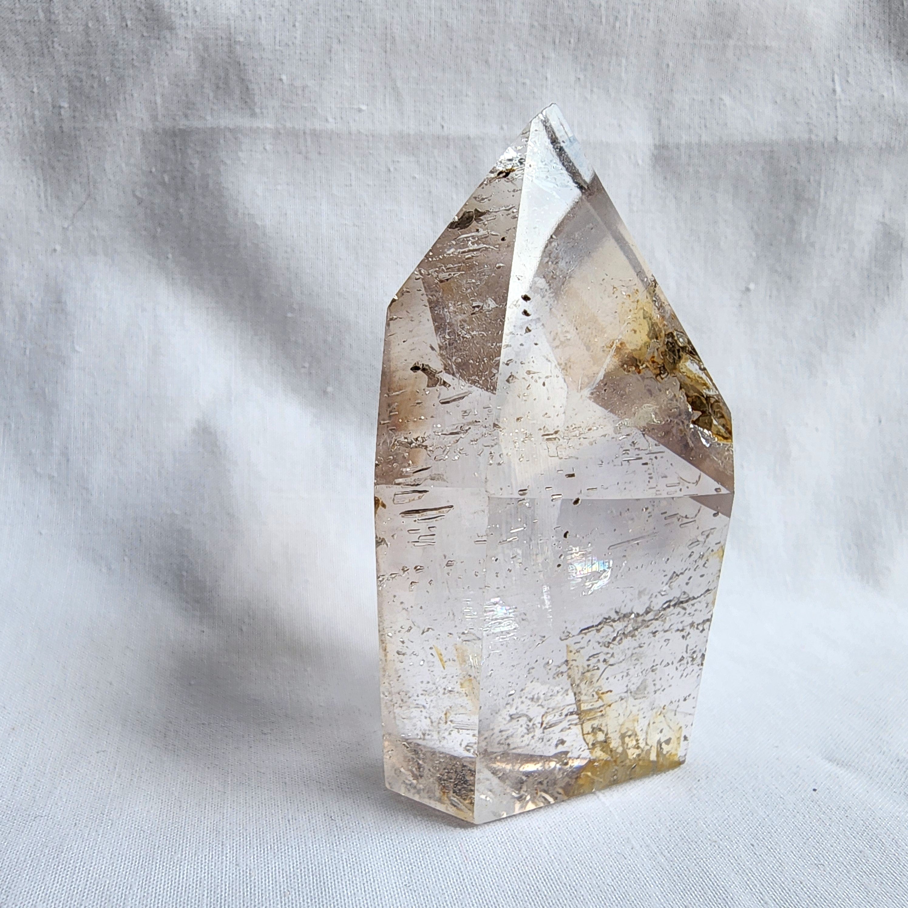Clear Quartz Generator Point with Golden Healer Inclusions
