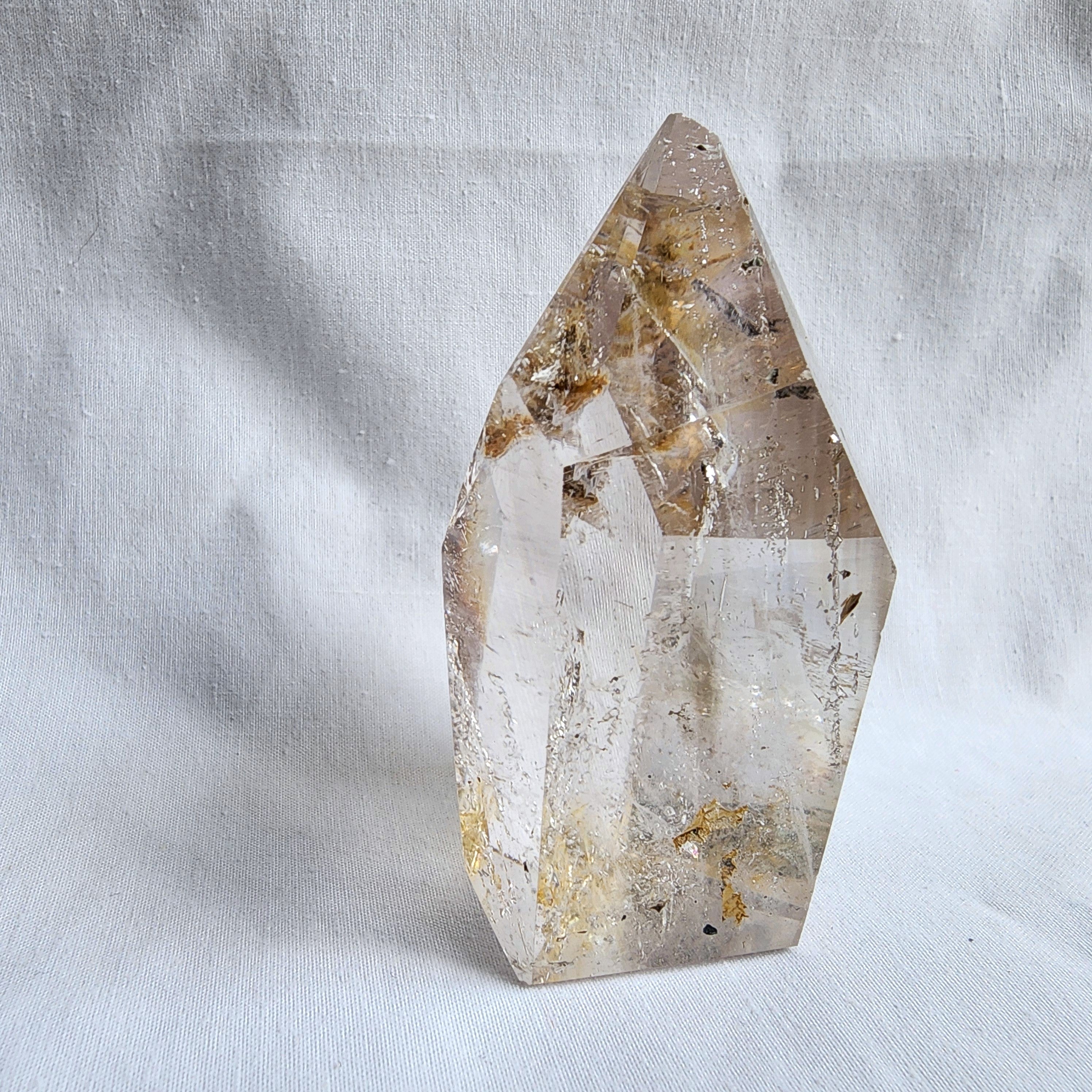 Clear Quartz Generator Point with Golden Healer Inclusions