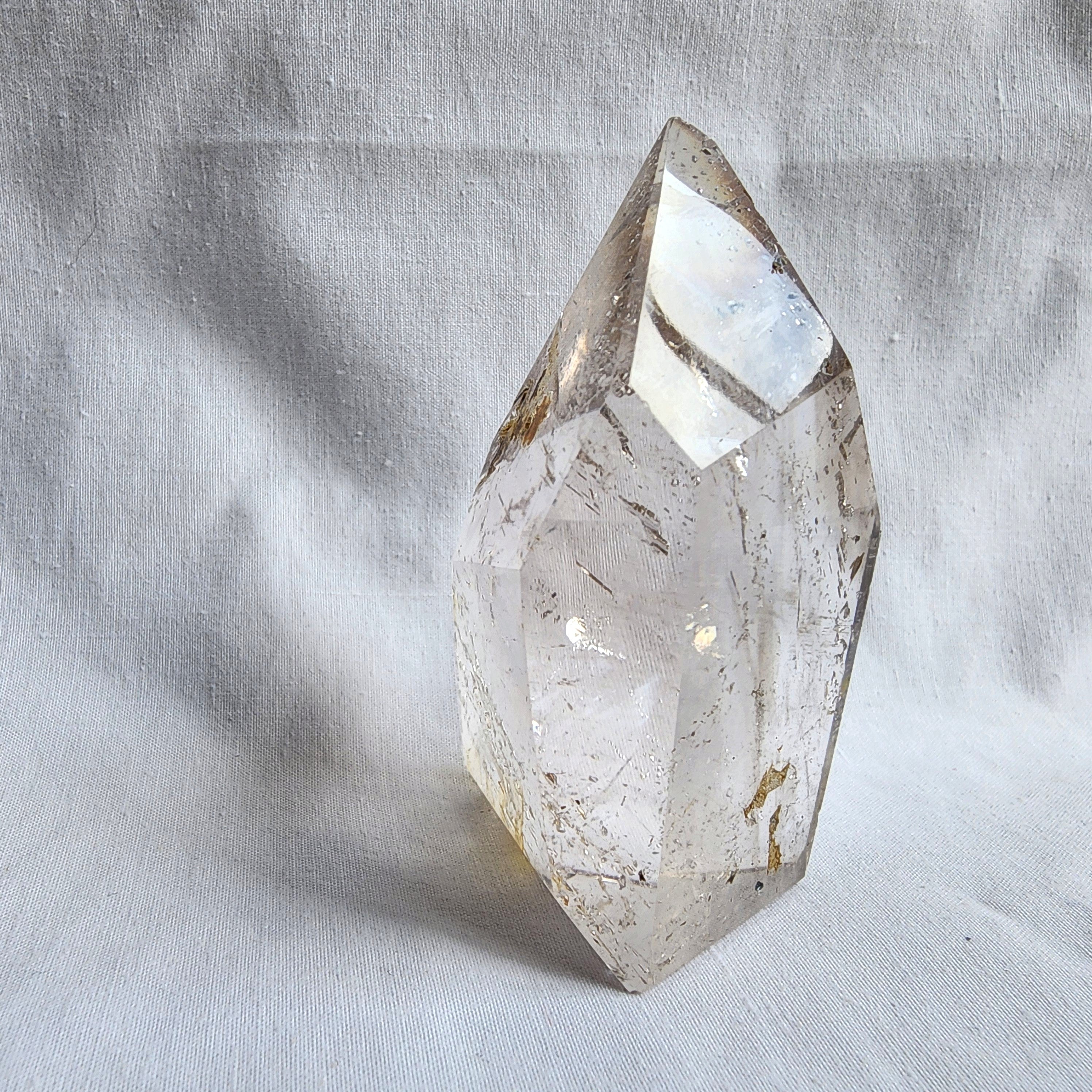 Clear Quartz Generator Point with Golden Healer Inclusions