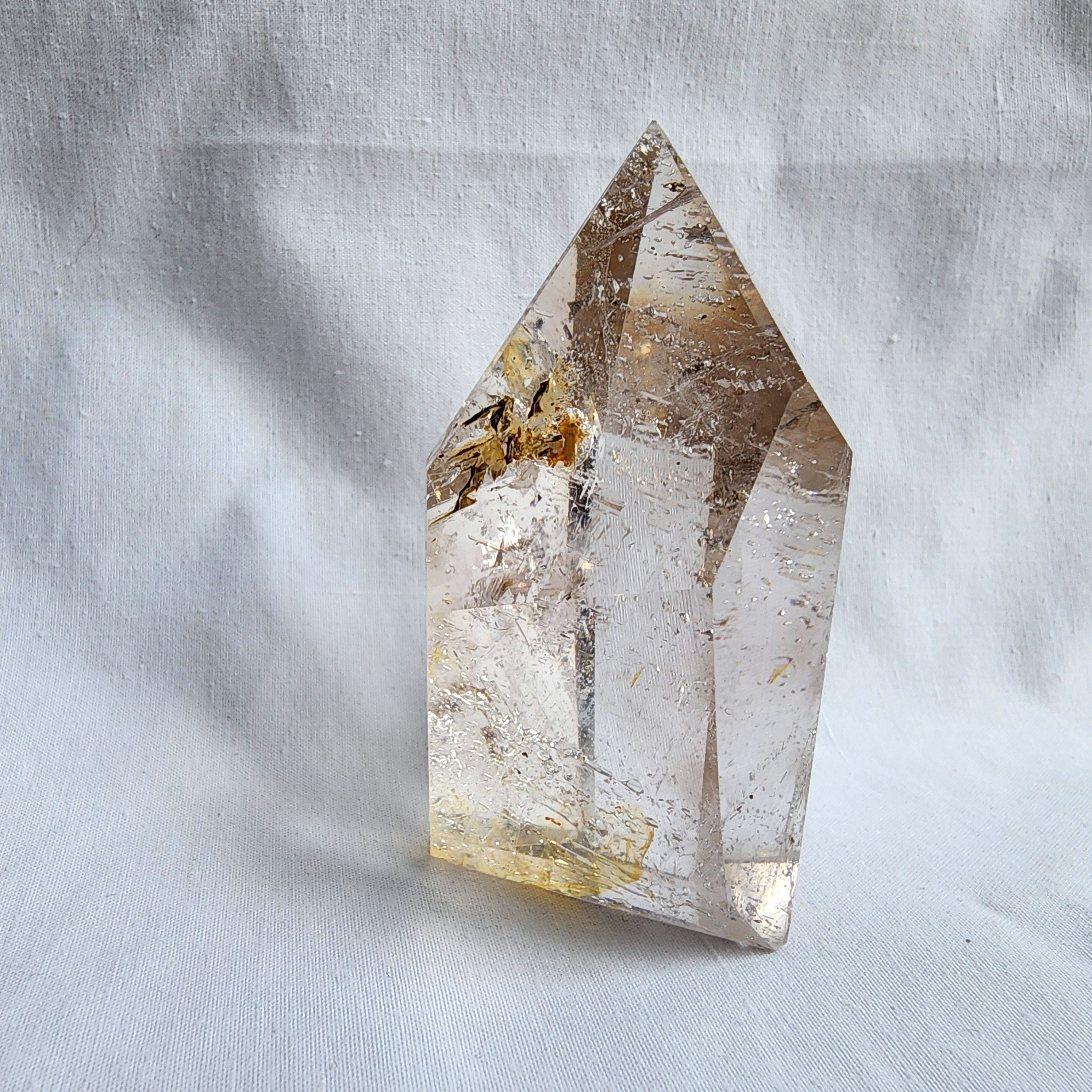 Clear Quartz Generator Point with Golden Healer Inclusions