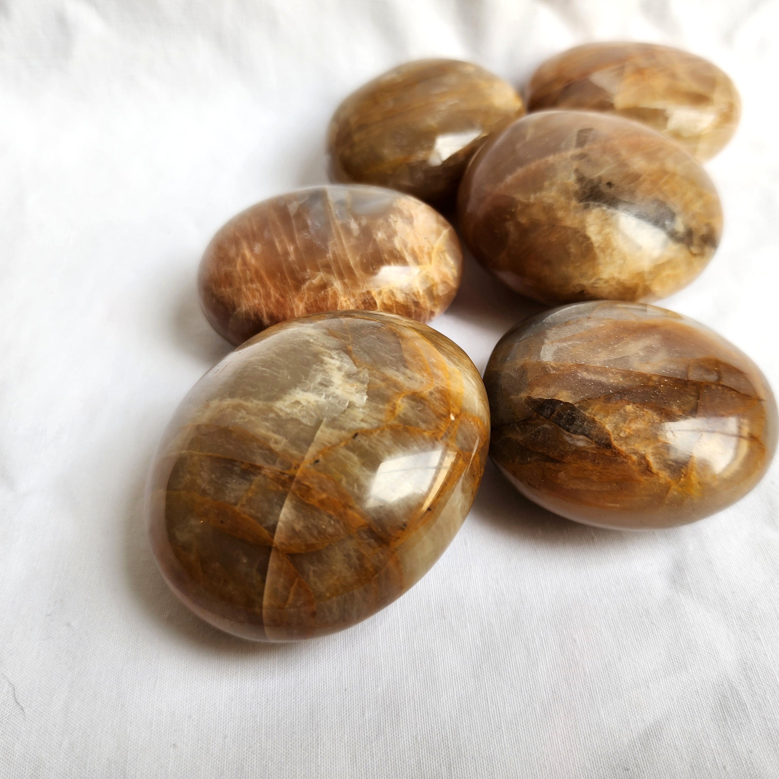 Peach Moonstone Palm Stone | Large