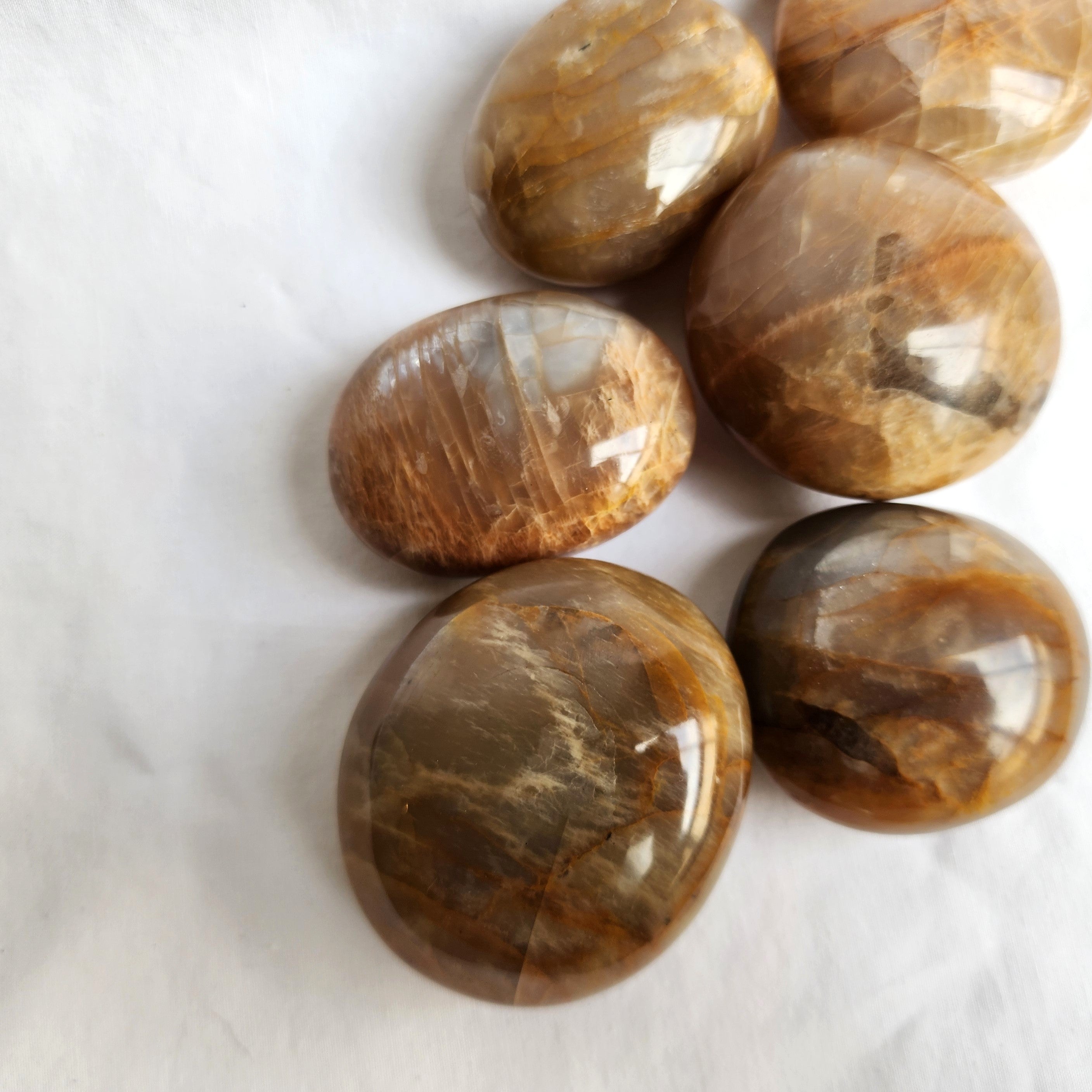 Peach Moonstone Palm Stone | Large