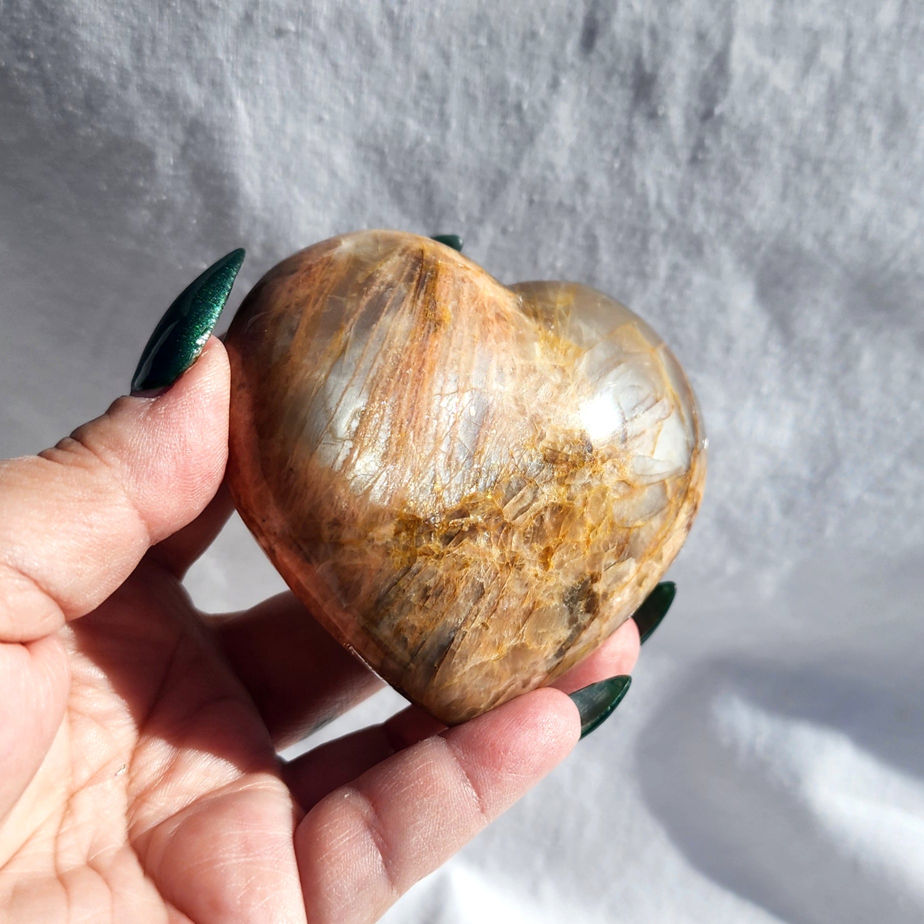 Peach Moonstone Puffy Heart