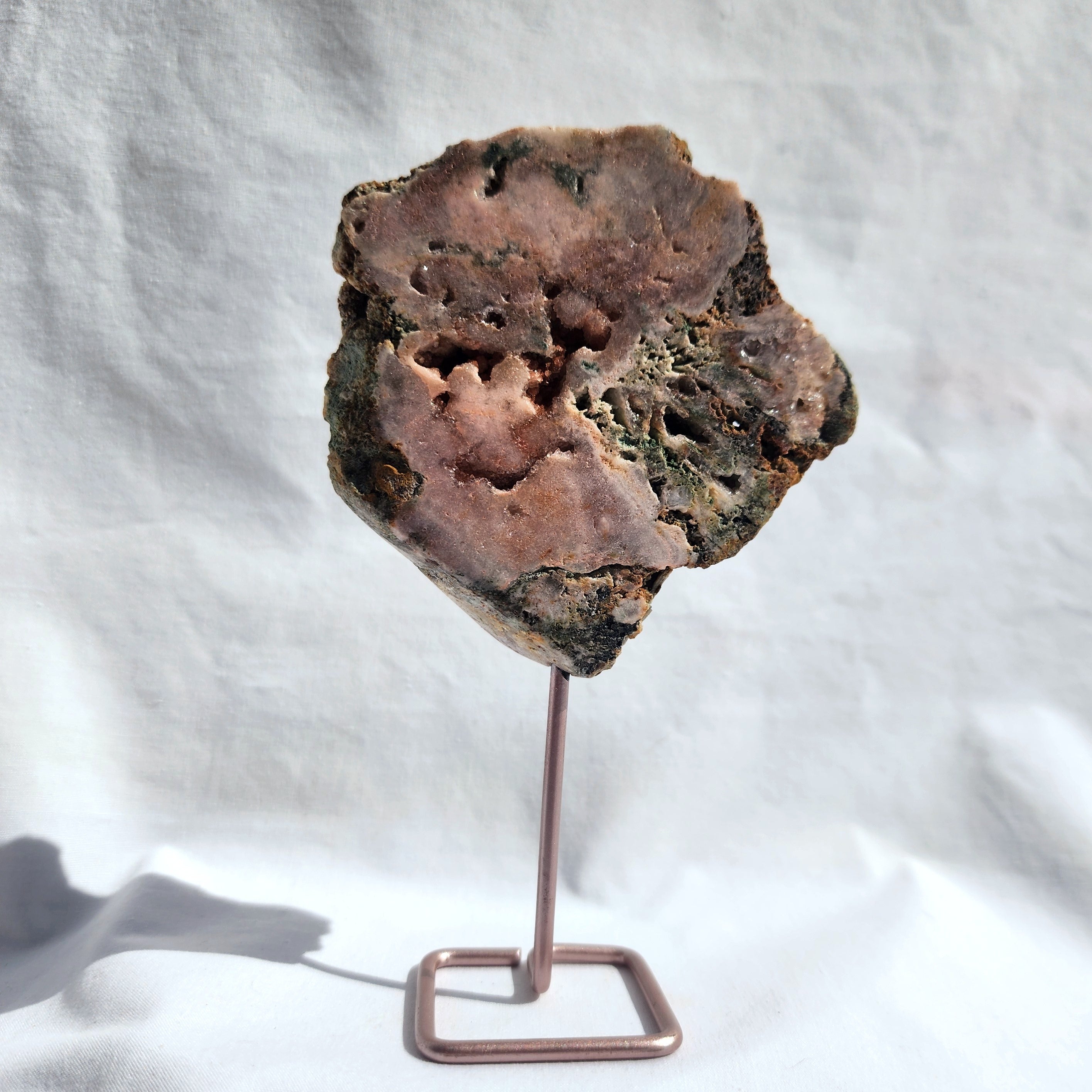 Pink Amethyst Slice on Stand