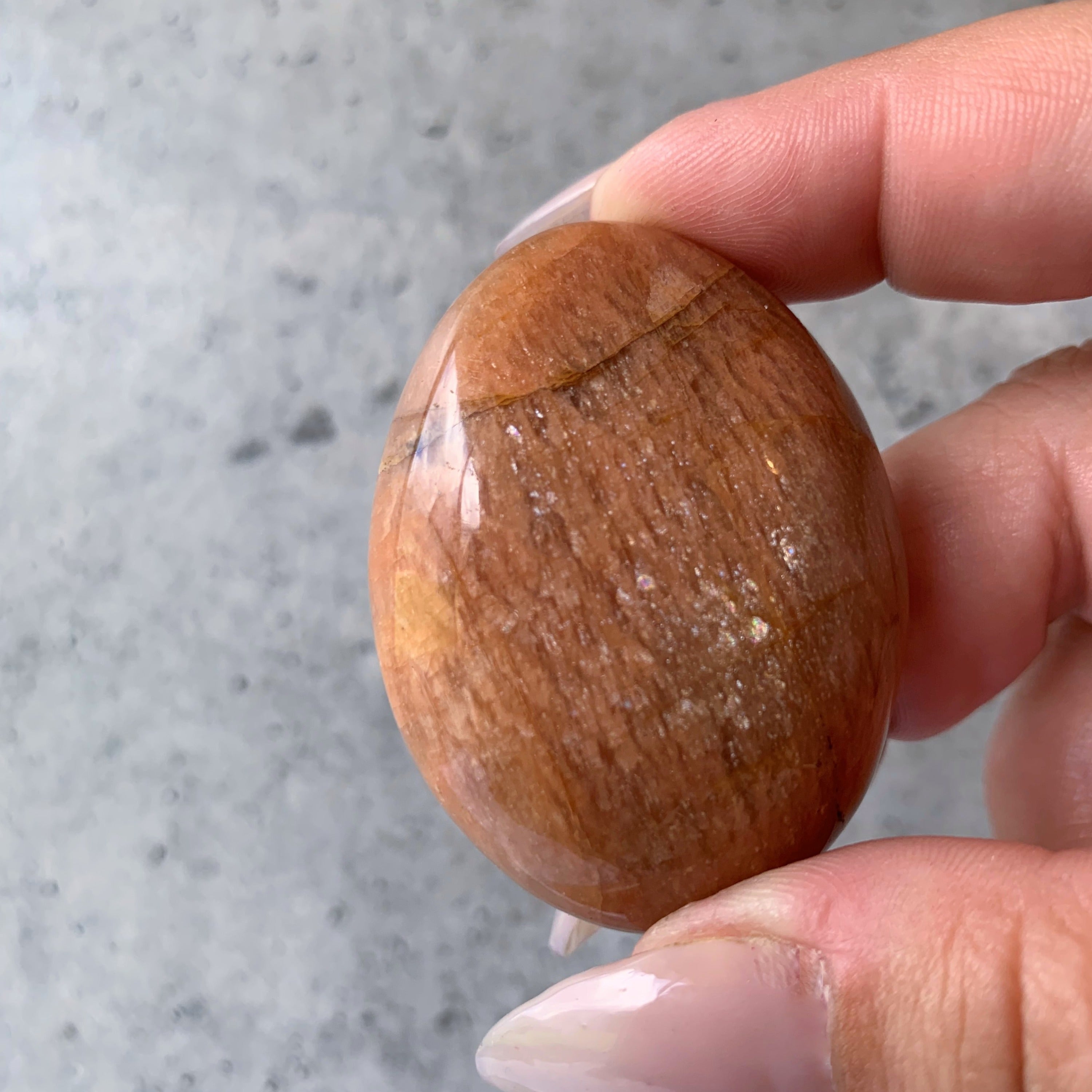 Peach Moonstone Palm Stone | Medium