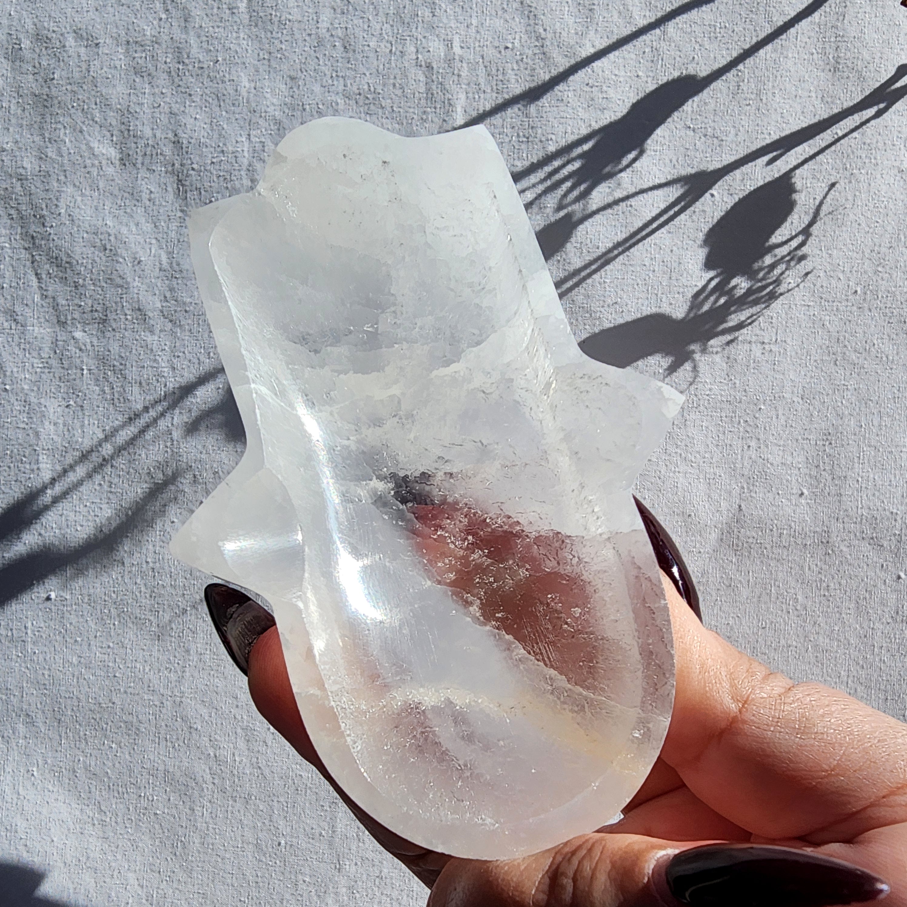 Selenite Hamsa Hand Trinket Bowl