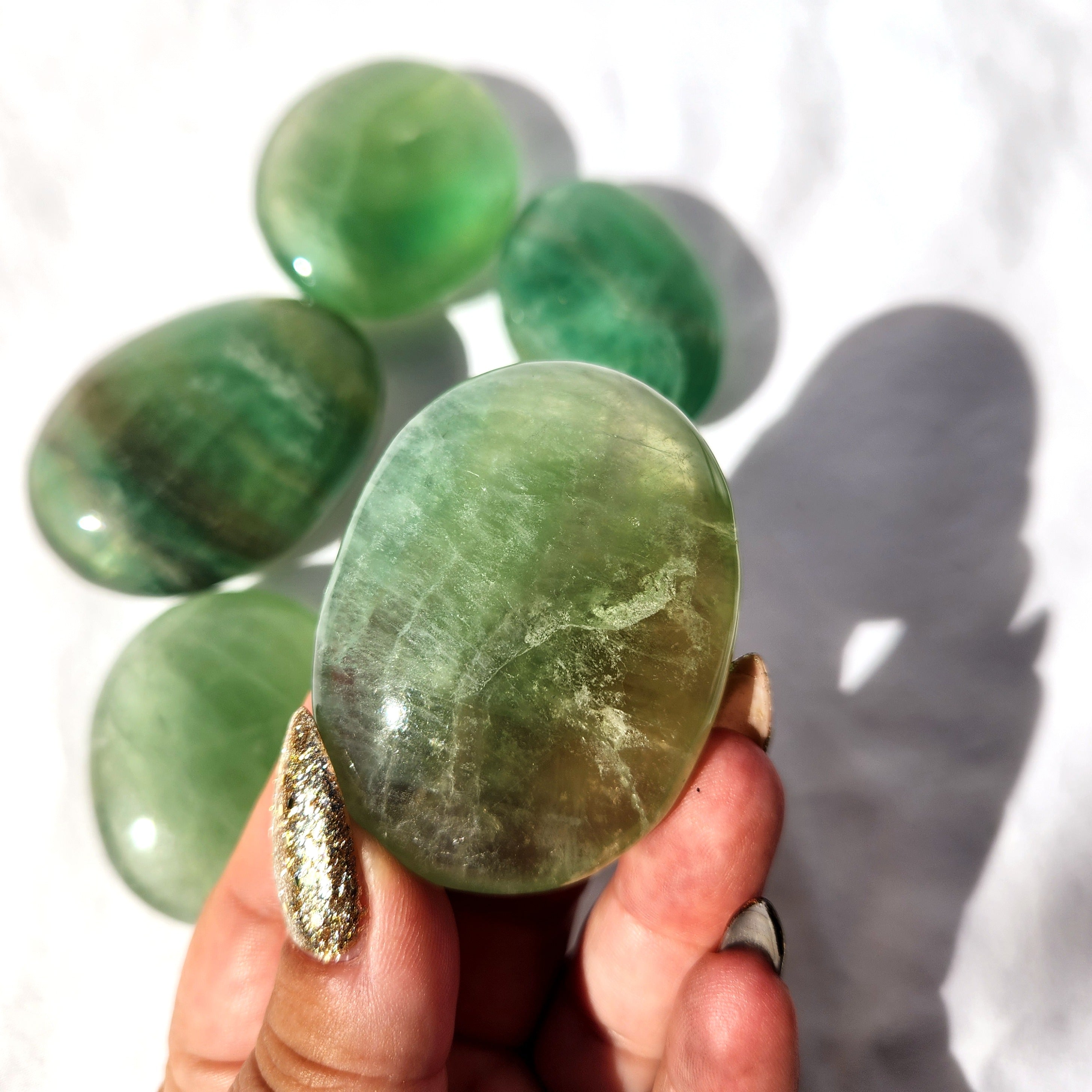Green Fluorite Palm Stone