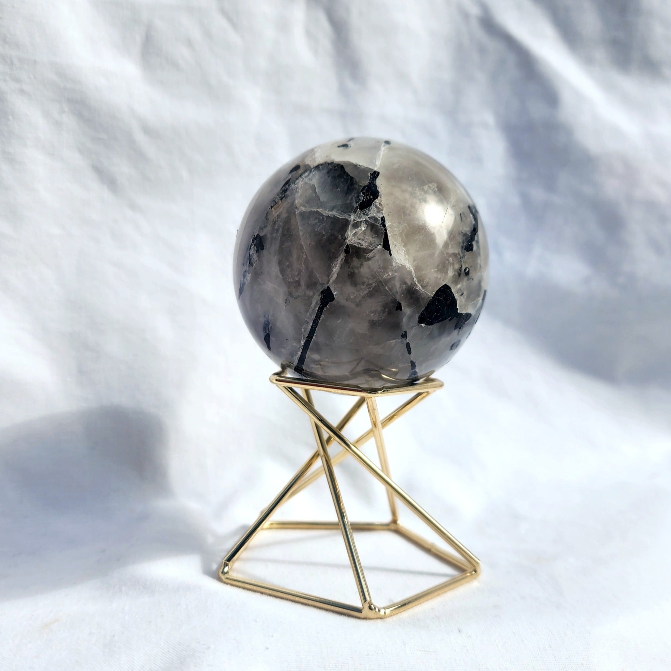 Tourmaline in Quartz Sphere