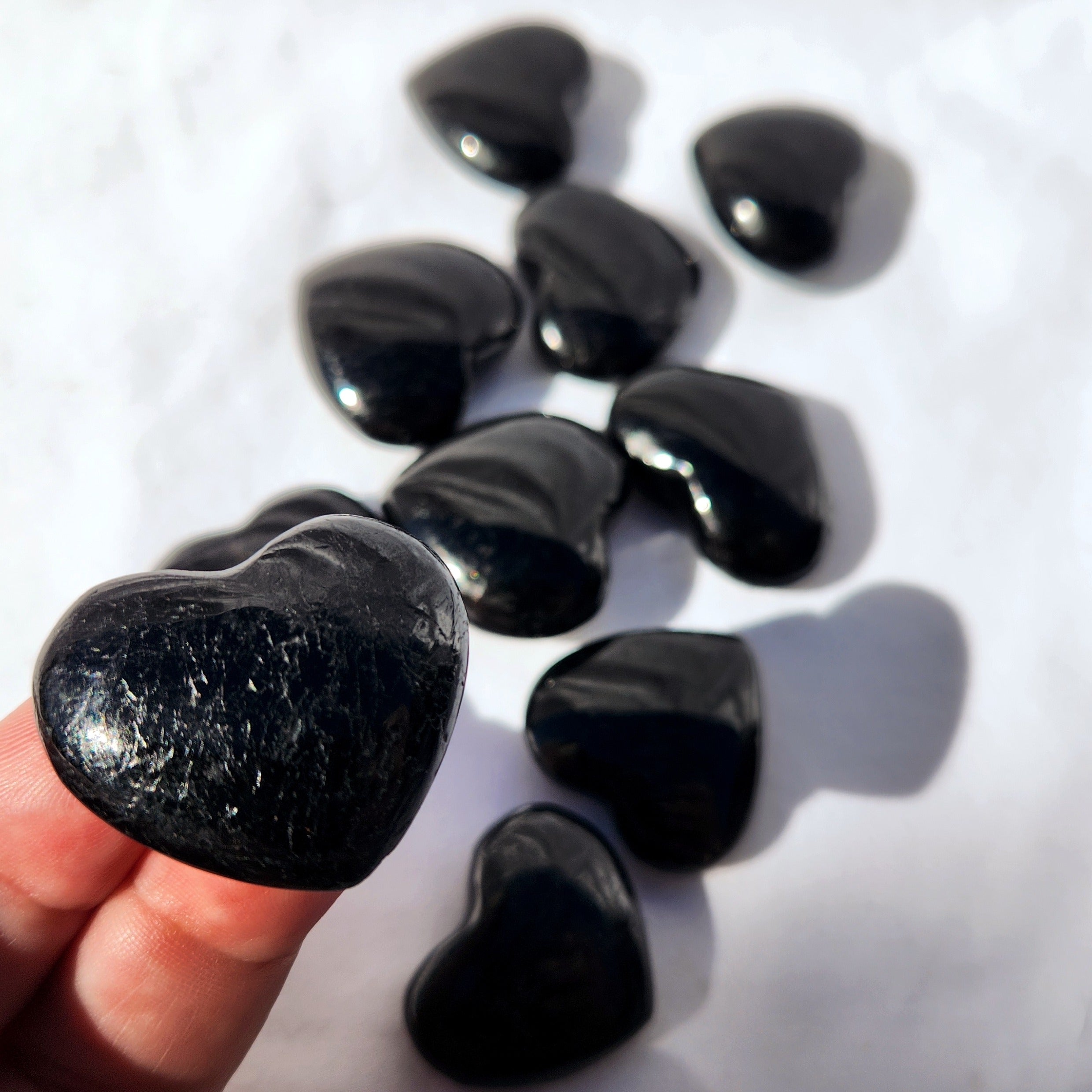 Black Tourmaline Hearts