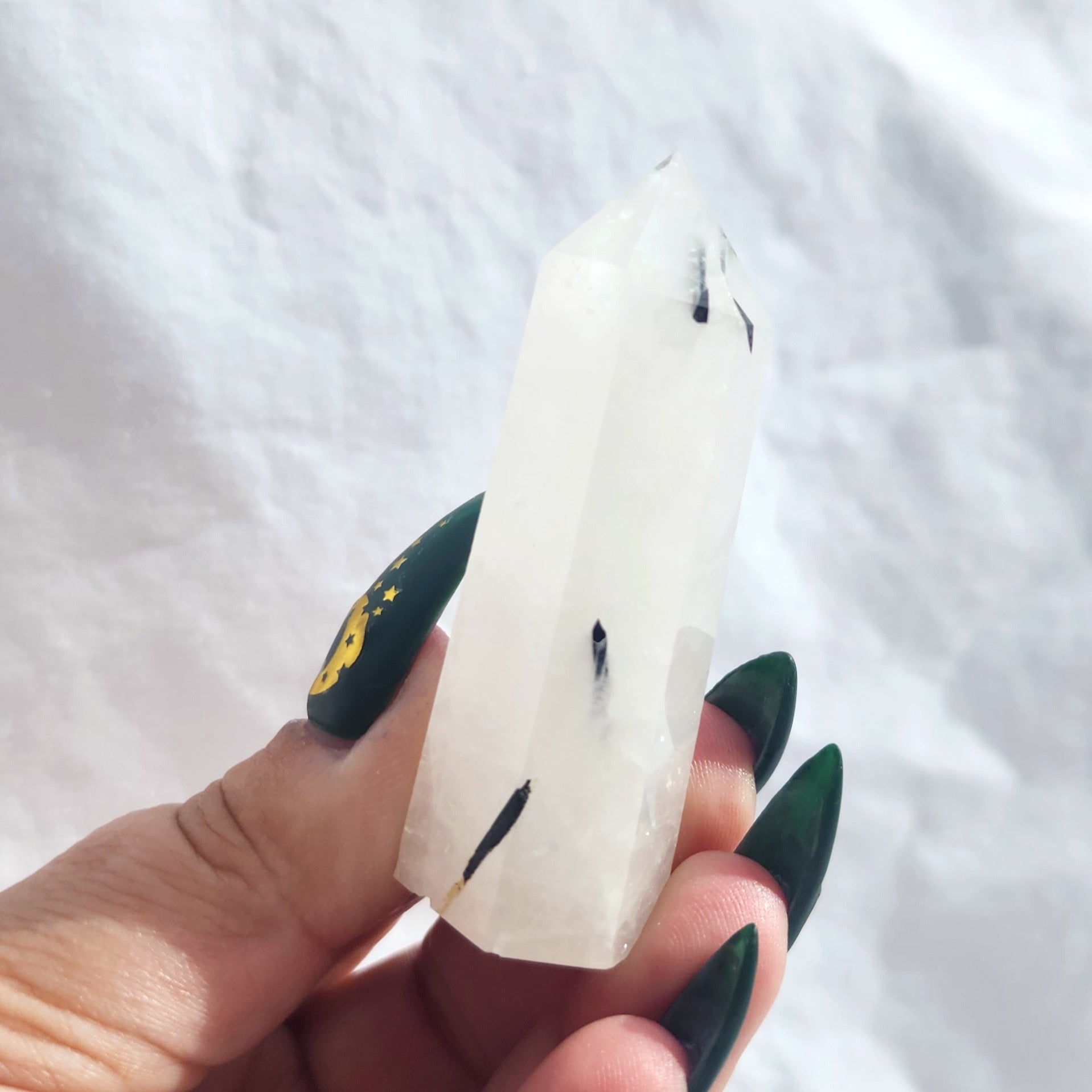Tourmaline in Quartz Generator Point | Small