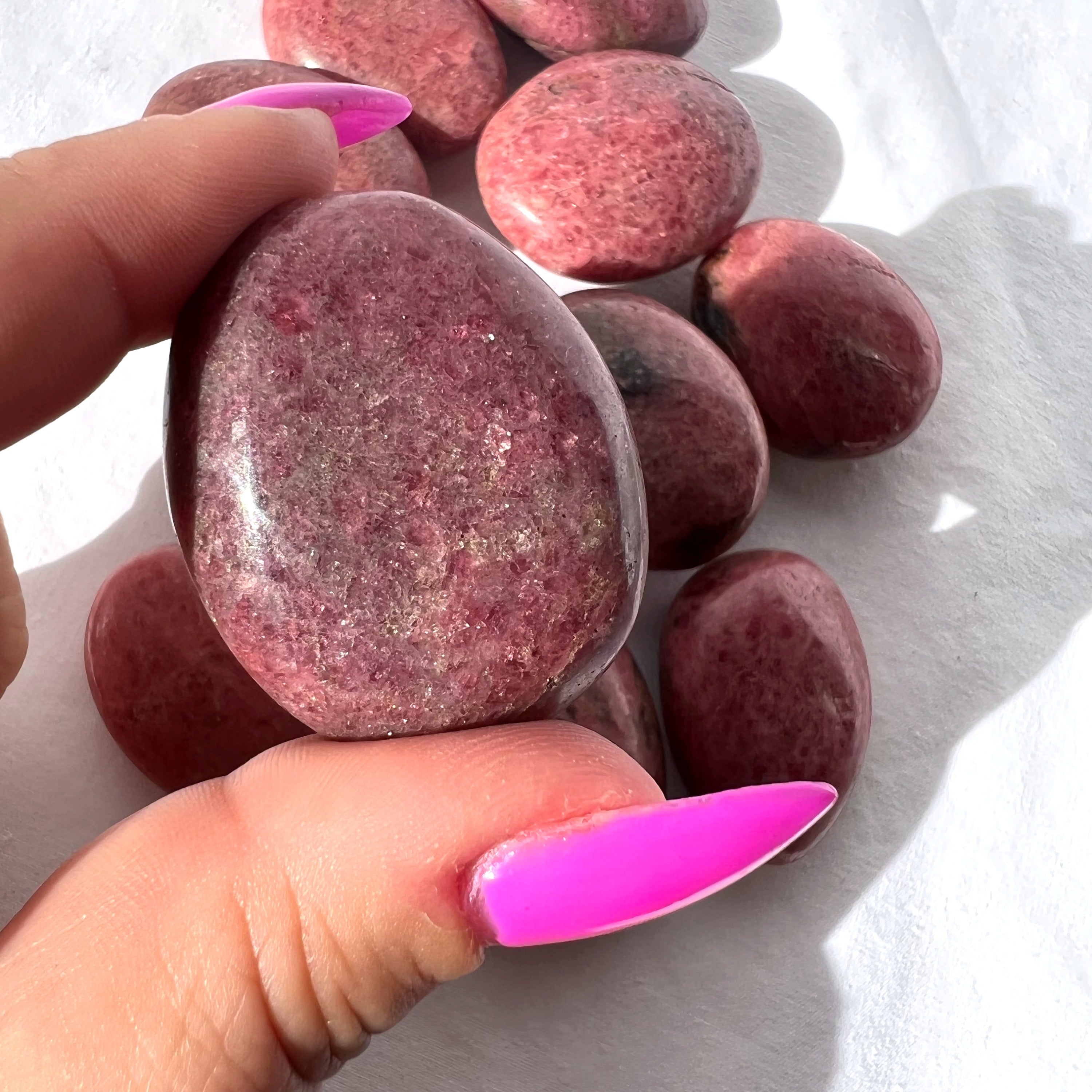 Rhodonite Palm Stone | Small