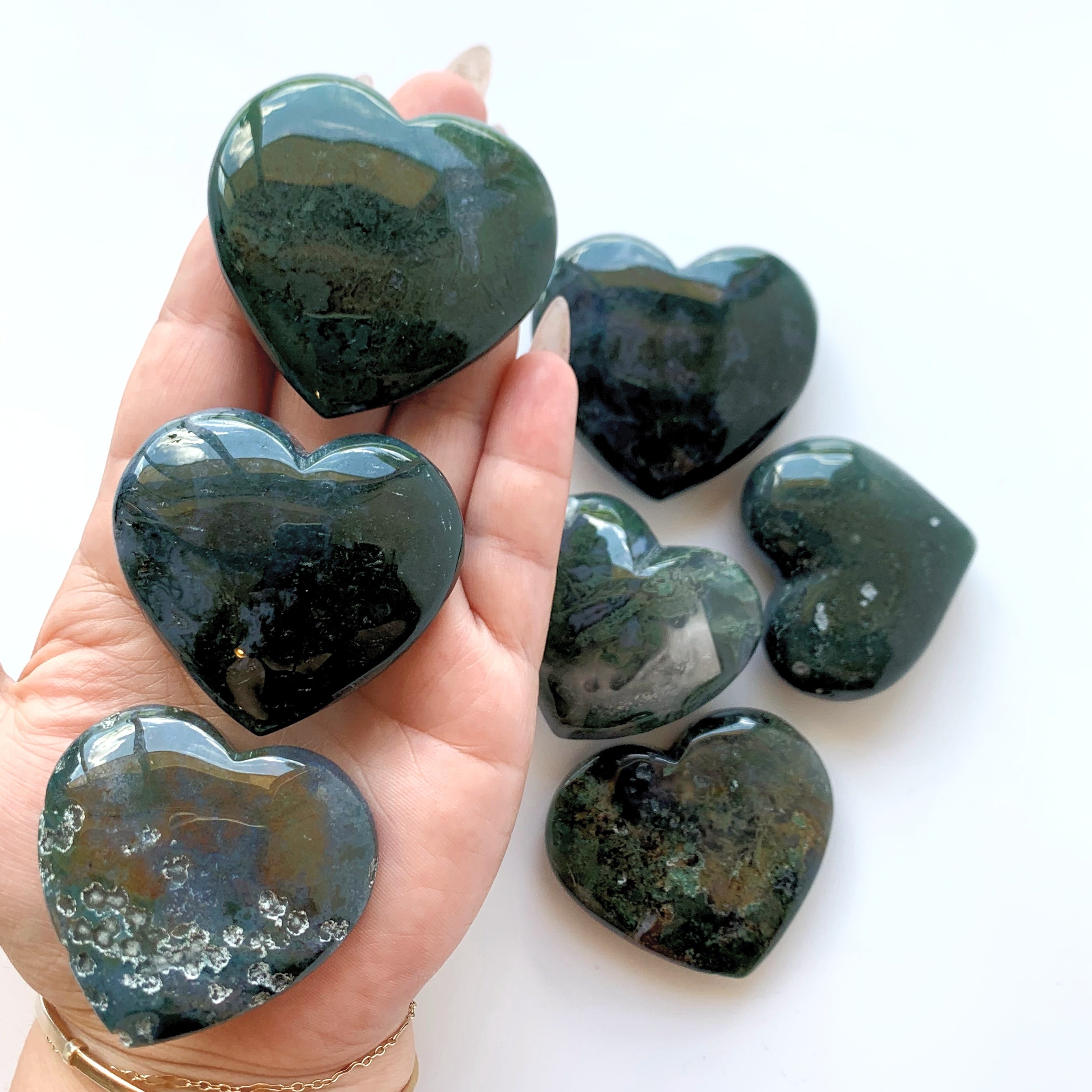 Moss Agate Heart | Medium
