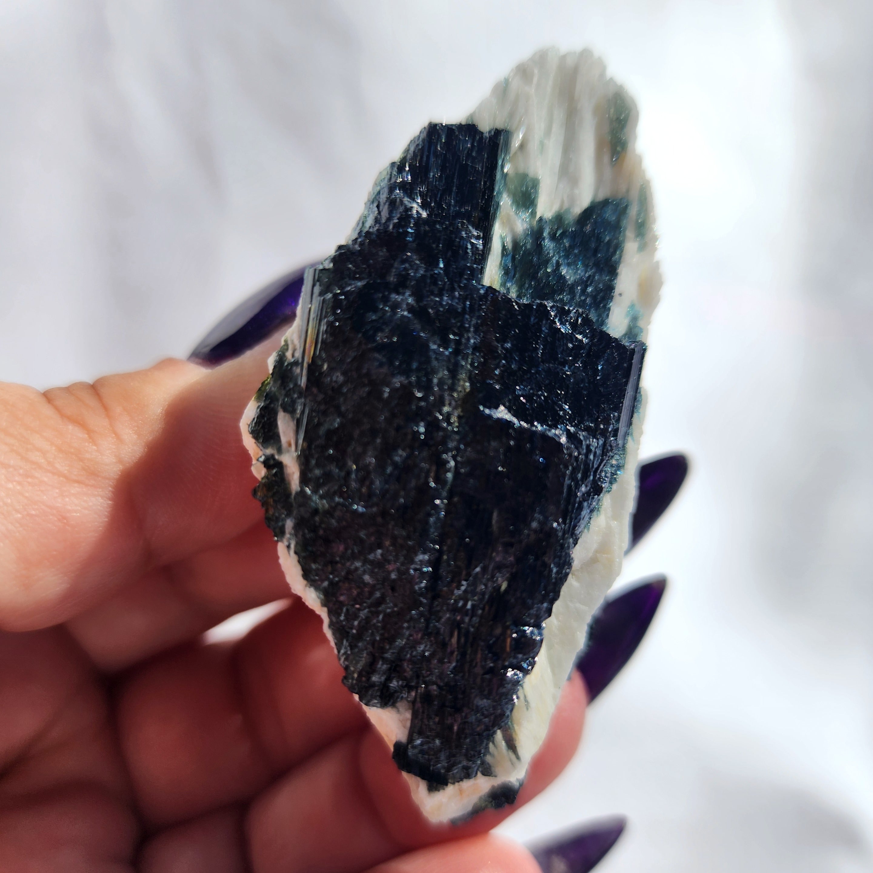 Black Tourmaline in Feldspar Raw Chunk