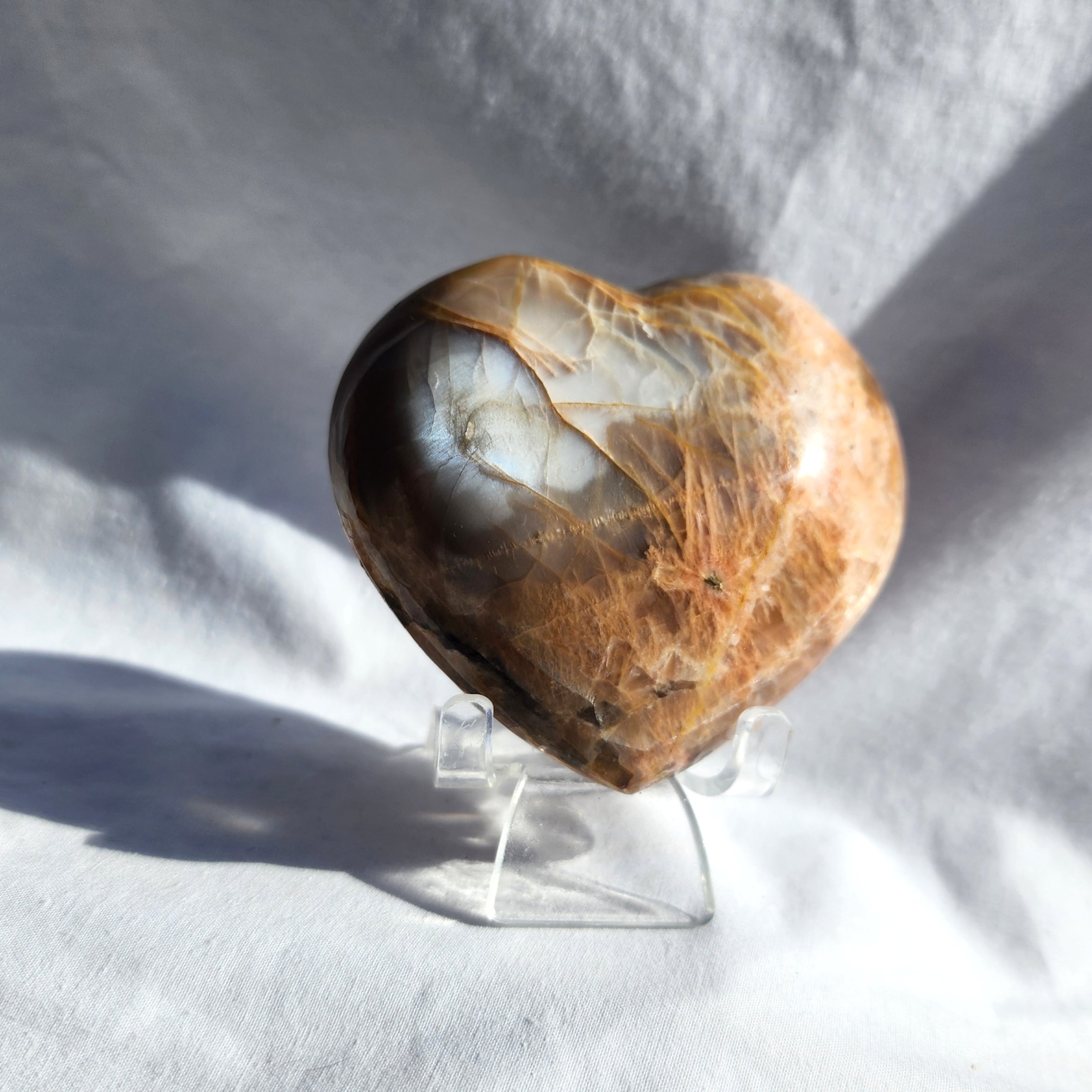 Peach Moonstone Puffy Heart