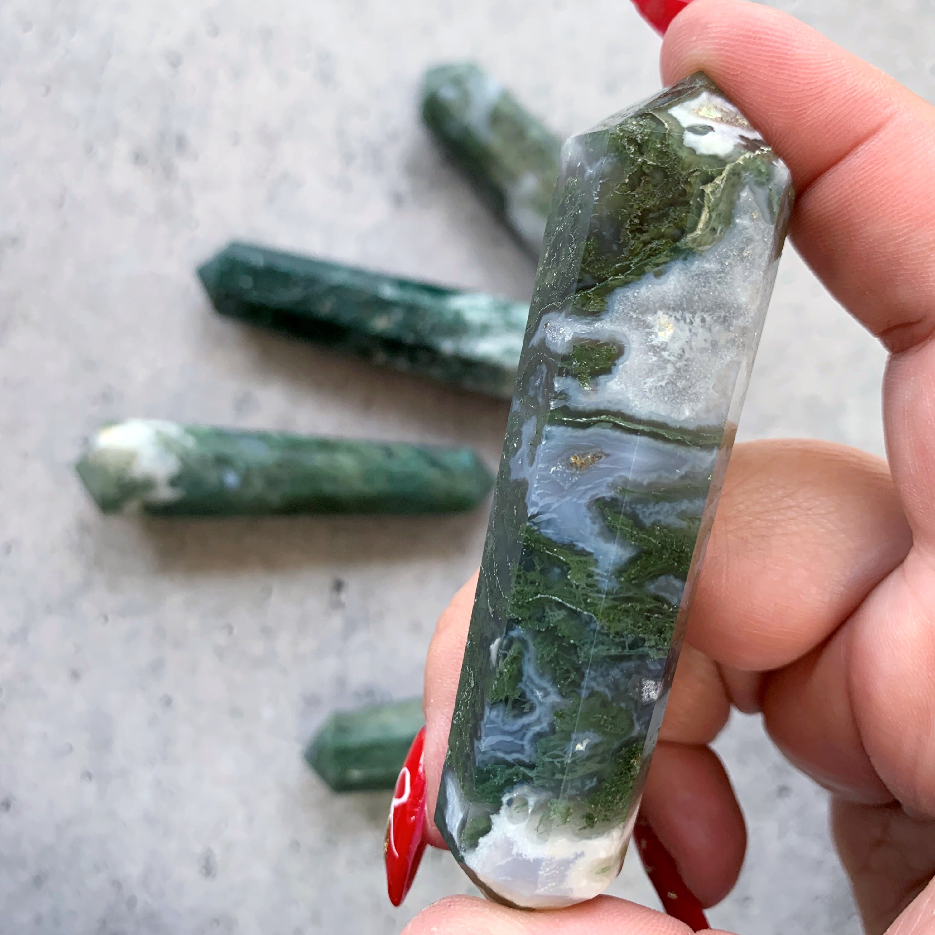 Moss Agate Double Terminated Vogel