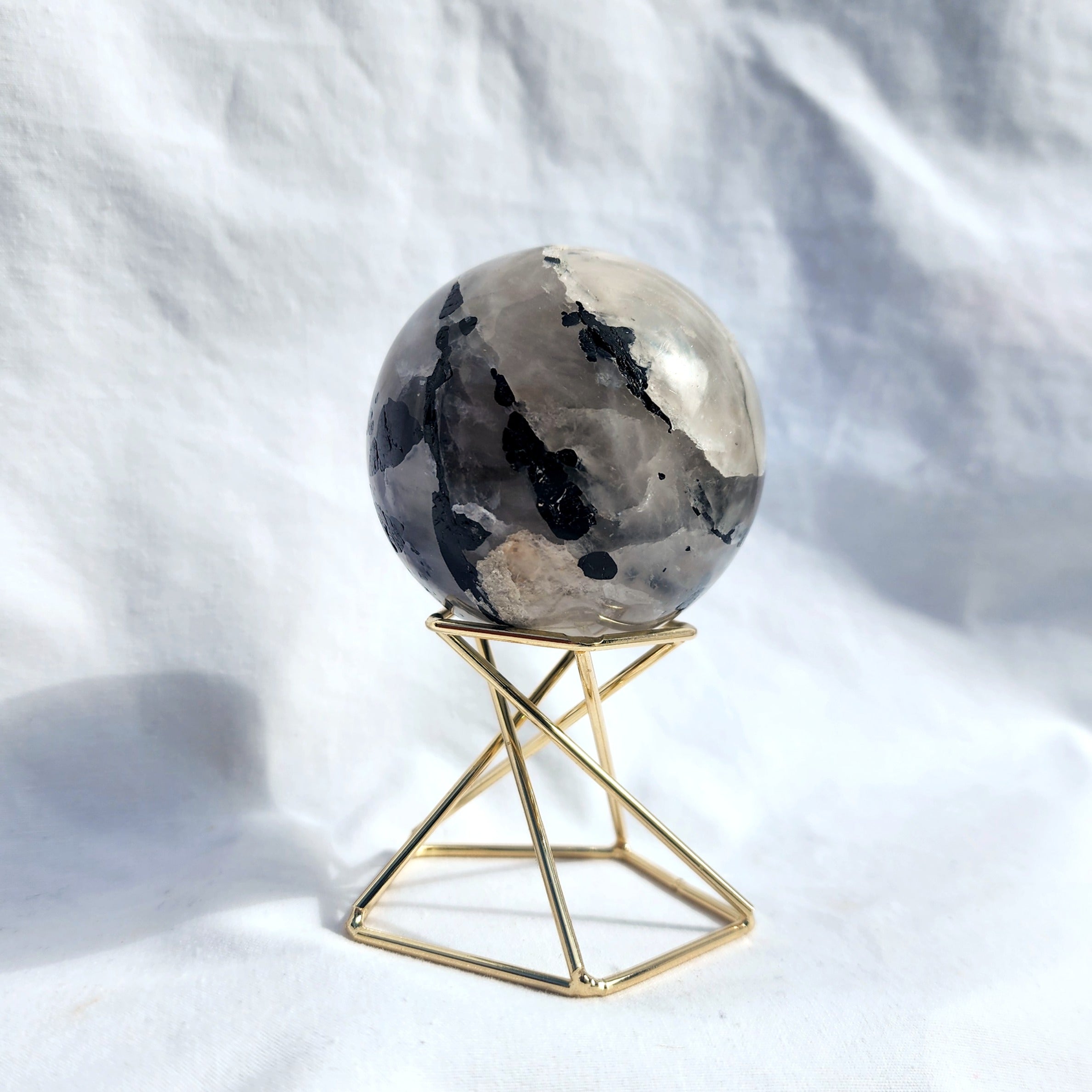 Tourmaline in Quartz Sphere