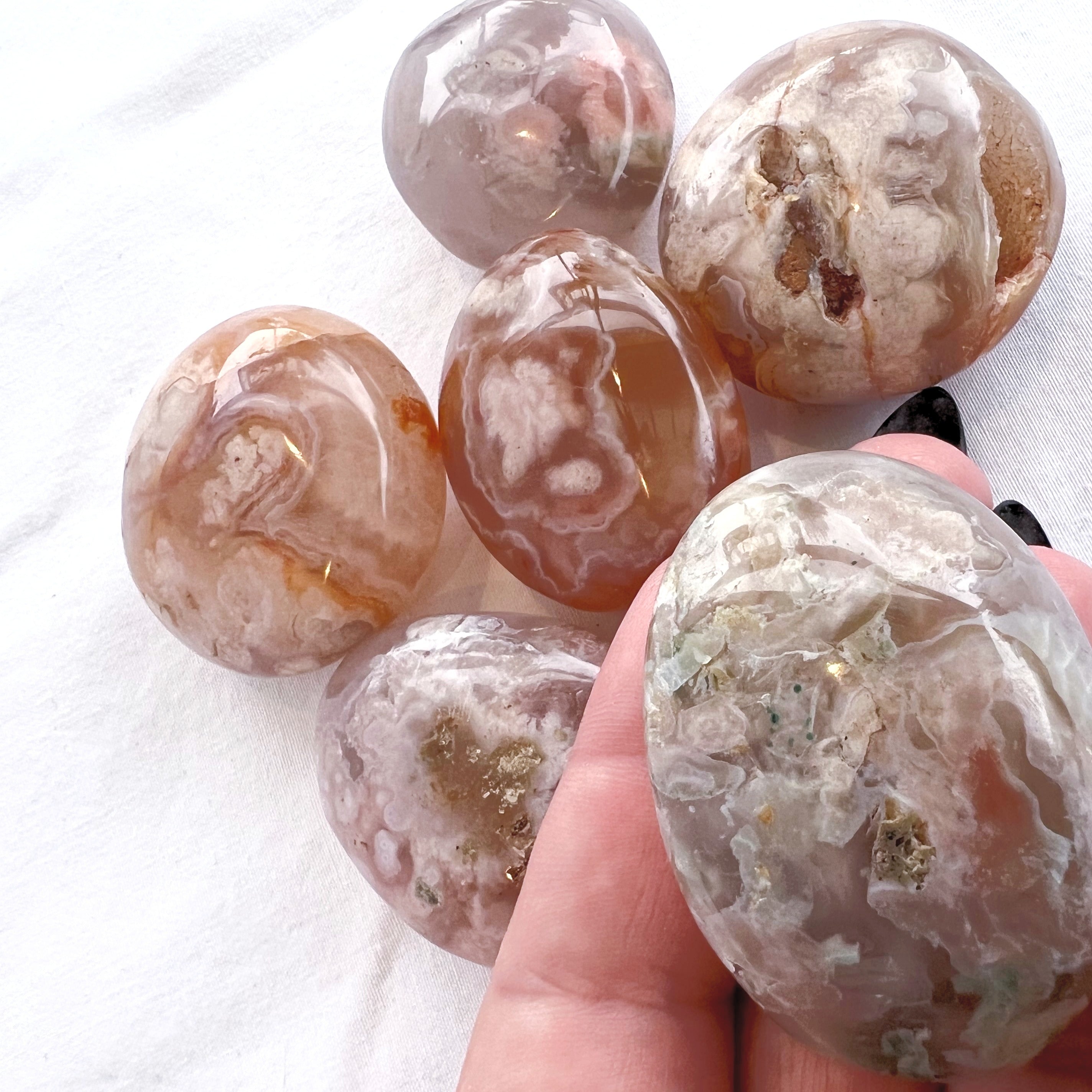 Flower Agate Palm Stone | Small