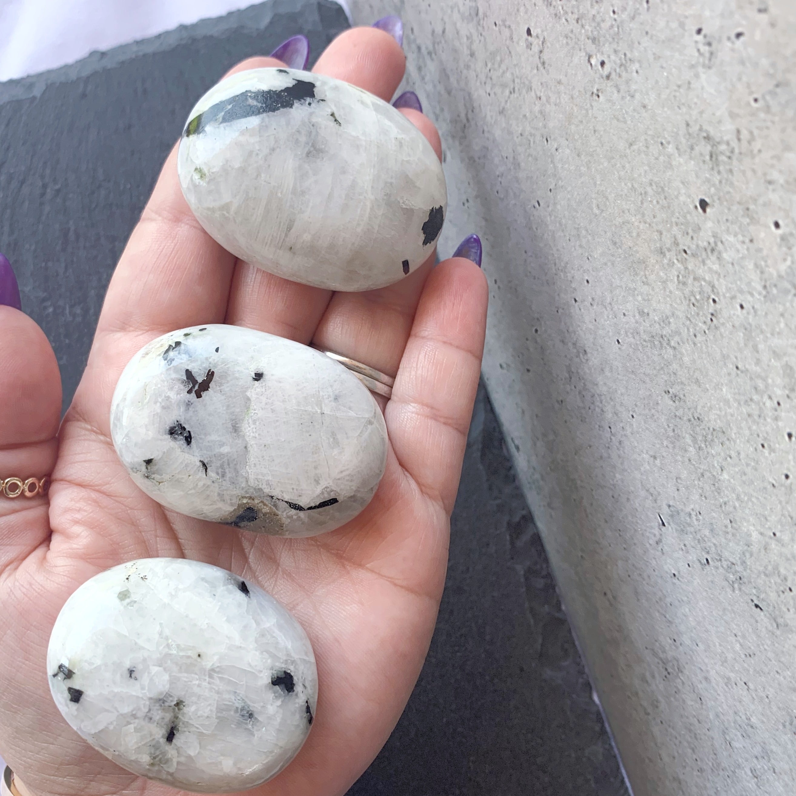 Rainbow Moonstone Palmstone | Medium