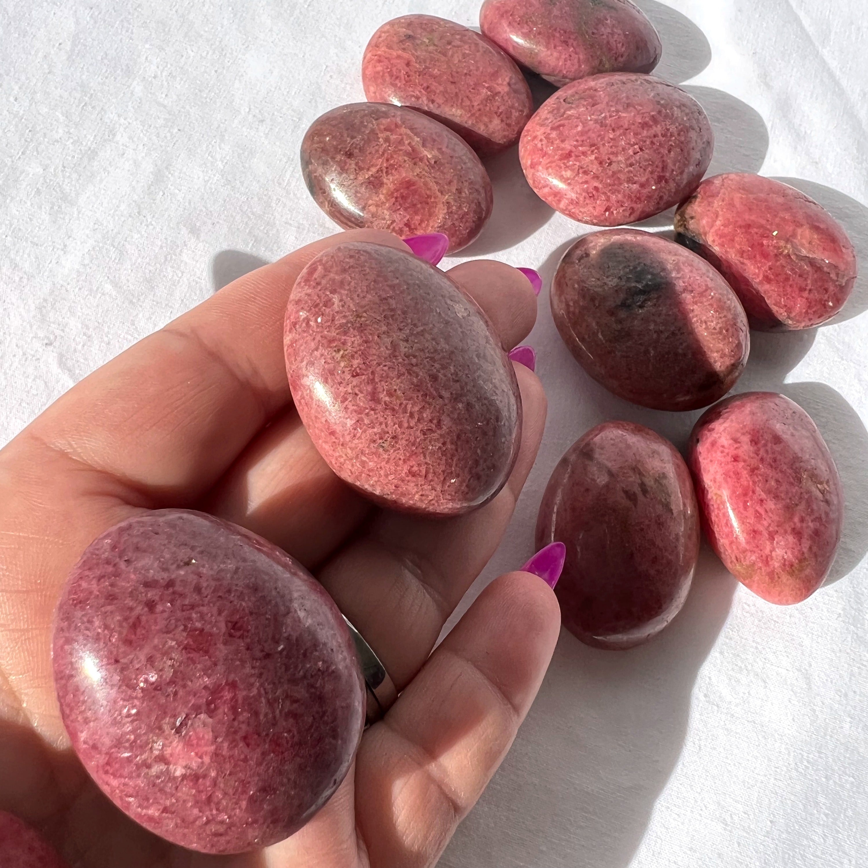 Rhodonite Palm Stone | Small