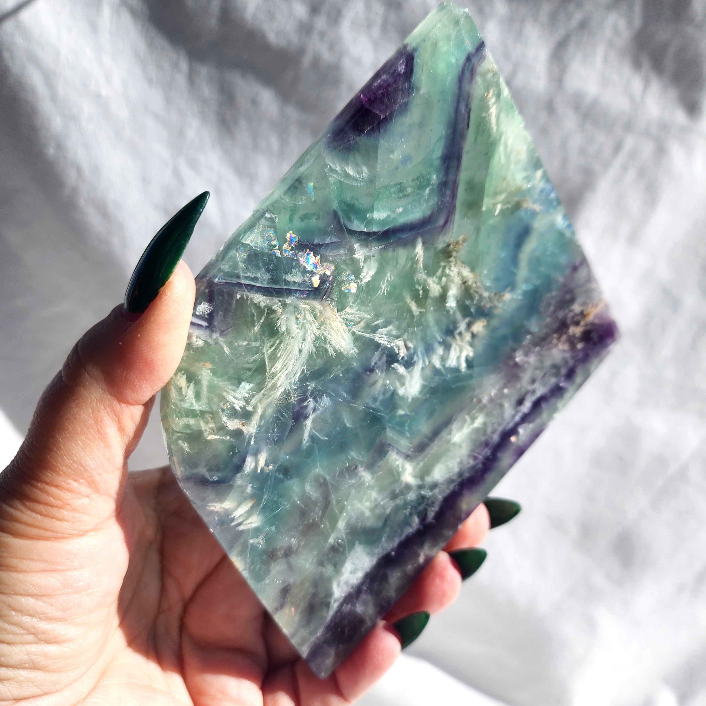 Feather Fluorite Slice