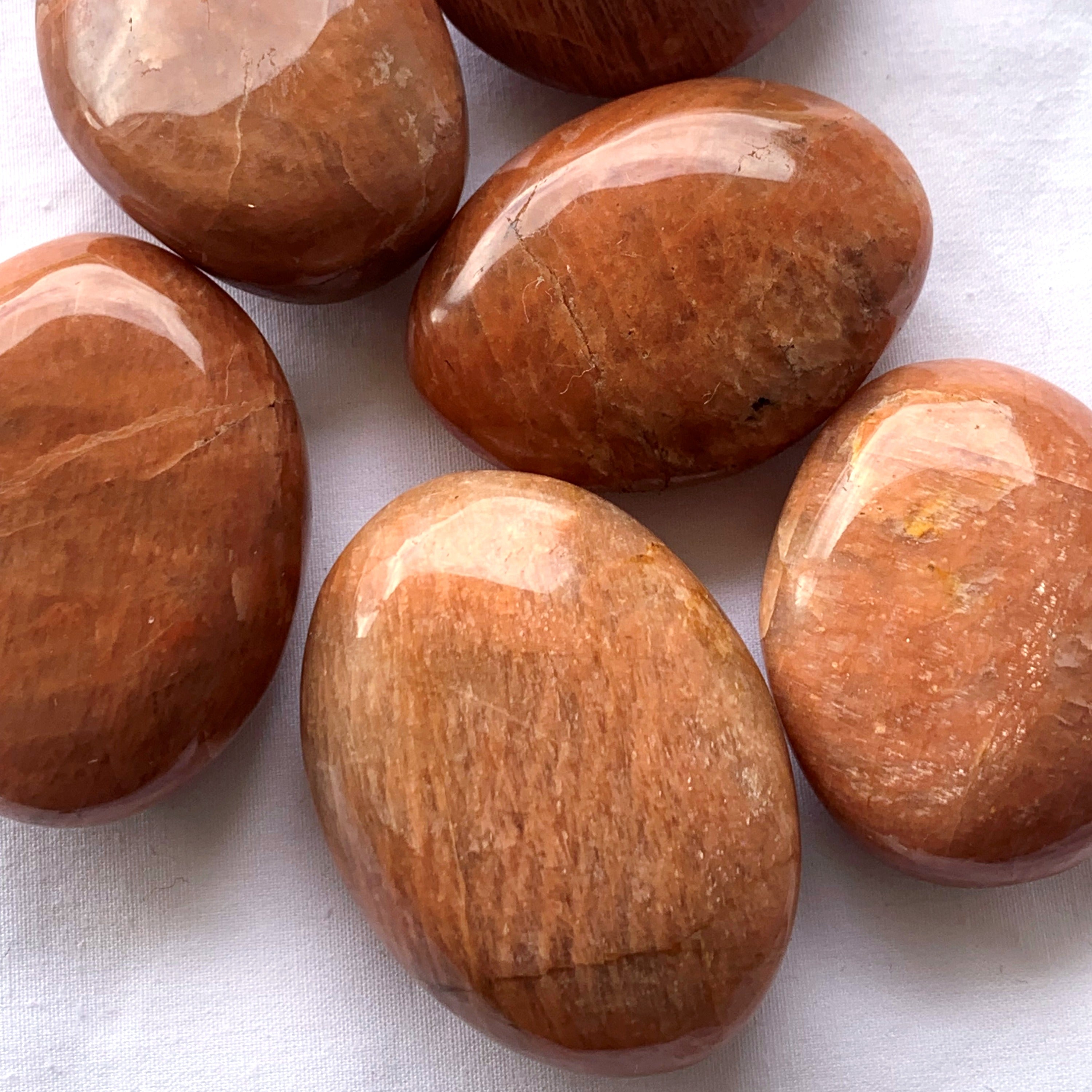 Peach Moonstone Palm Stone | Medium