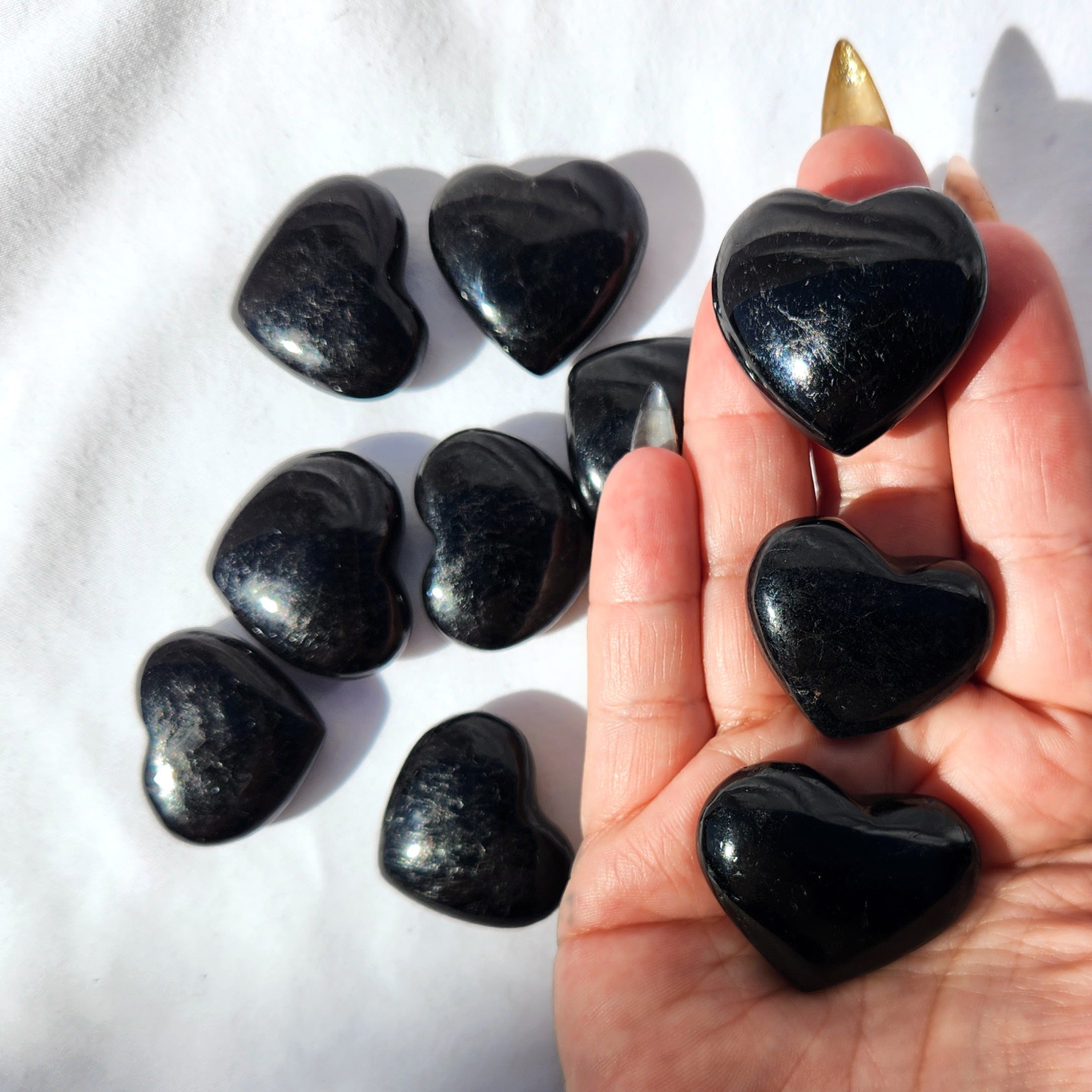 Black Tourmaline Hearts