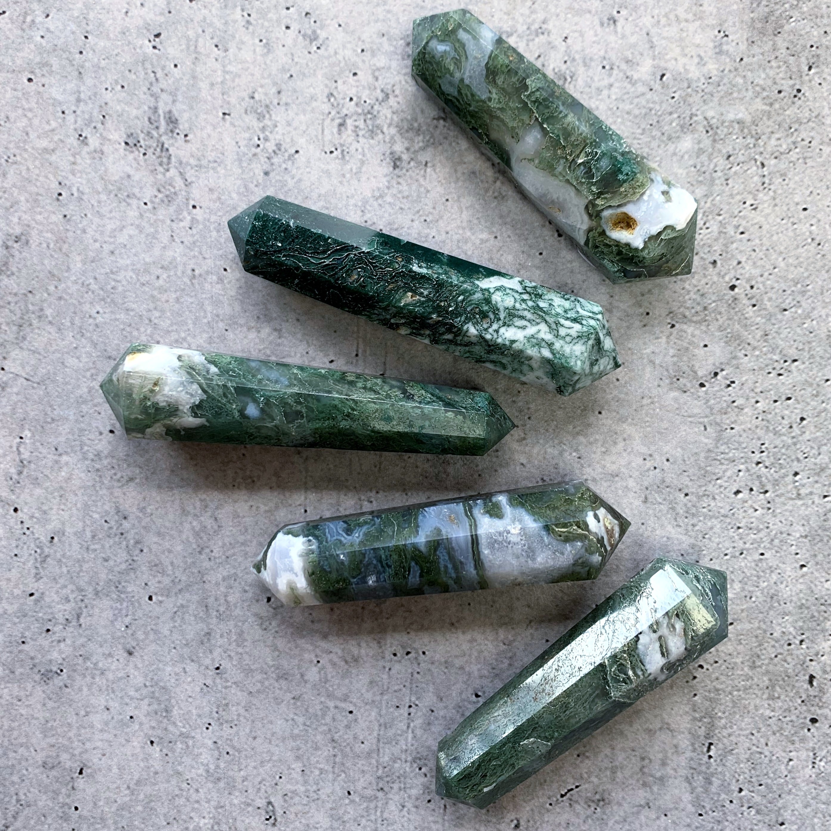 Moss Agate Double Terminated Vogel