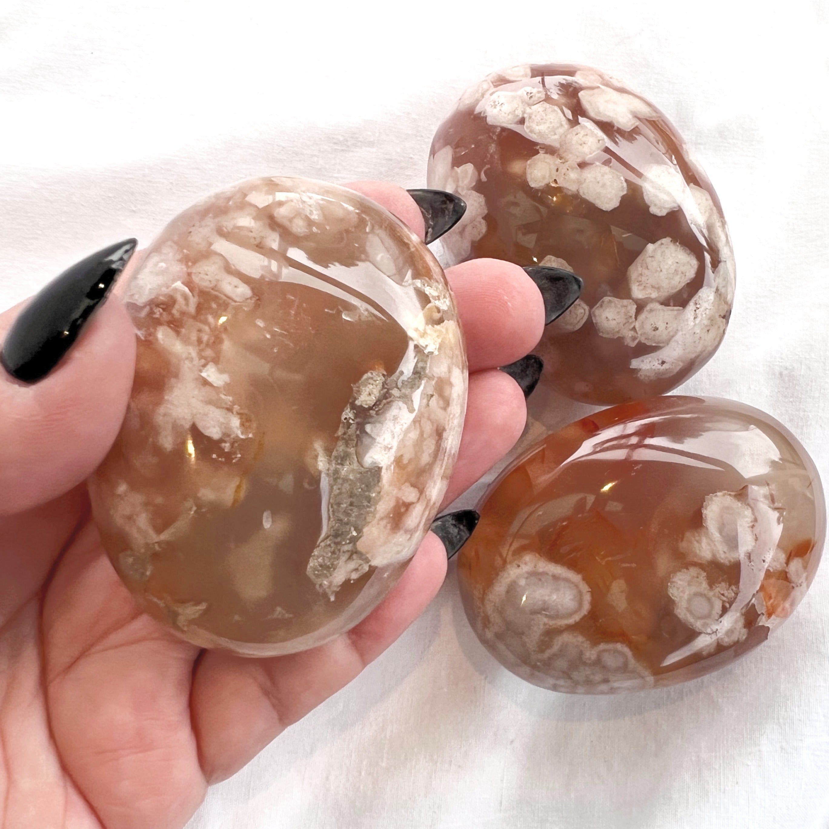 Flower Agate Palm Stone | X-Large