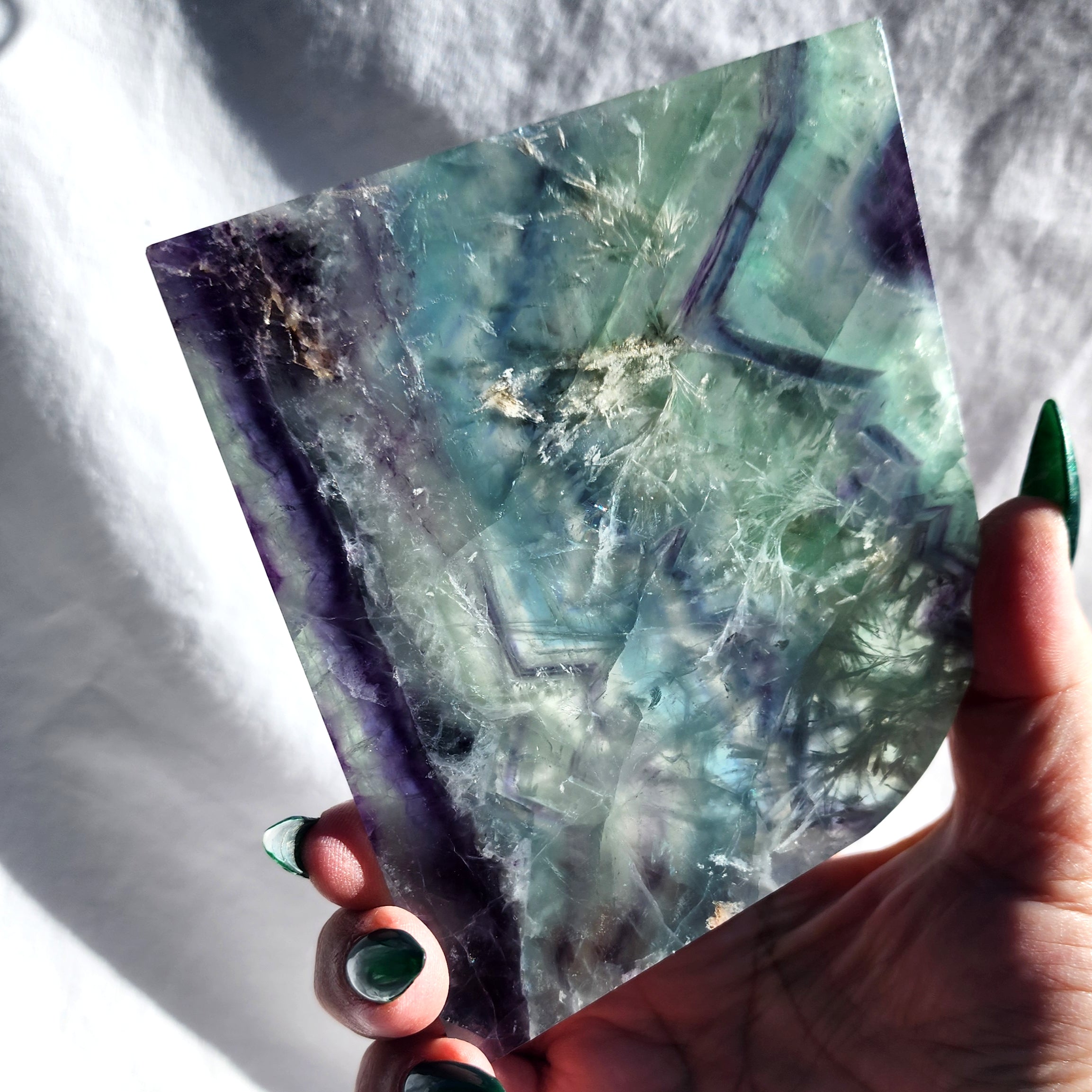 Feather Fluorite Slice