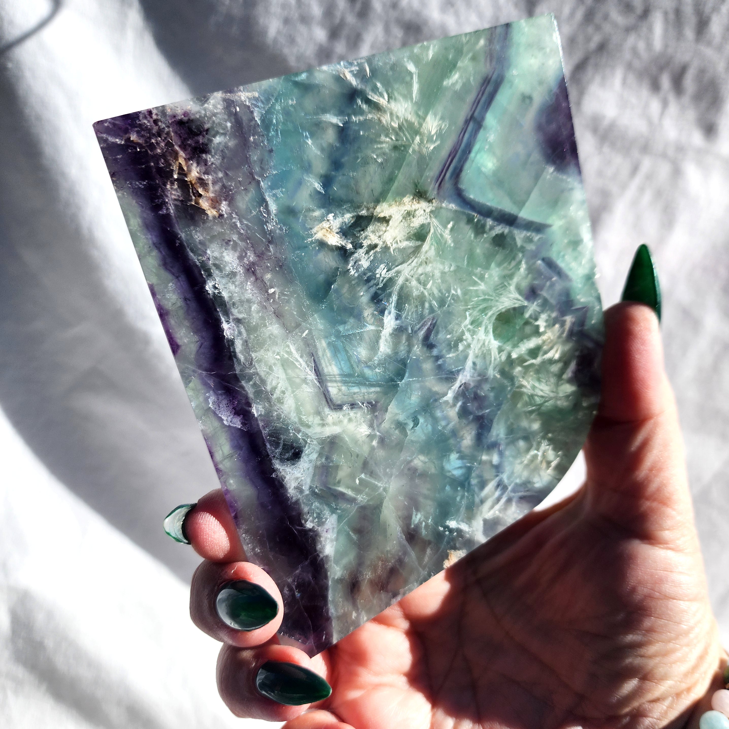Feather Fluorite Slice