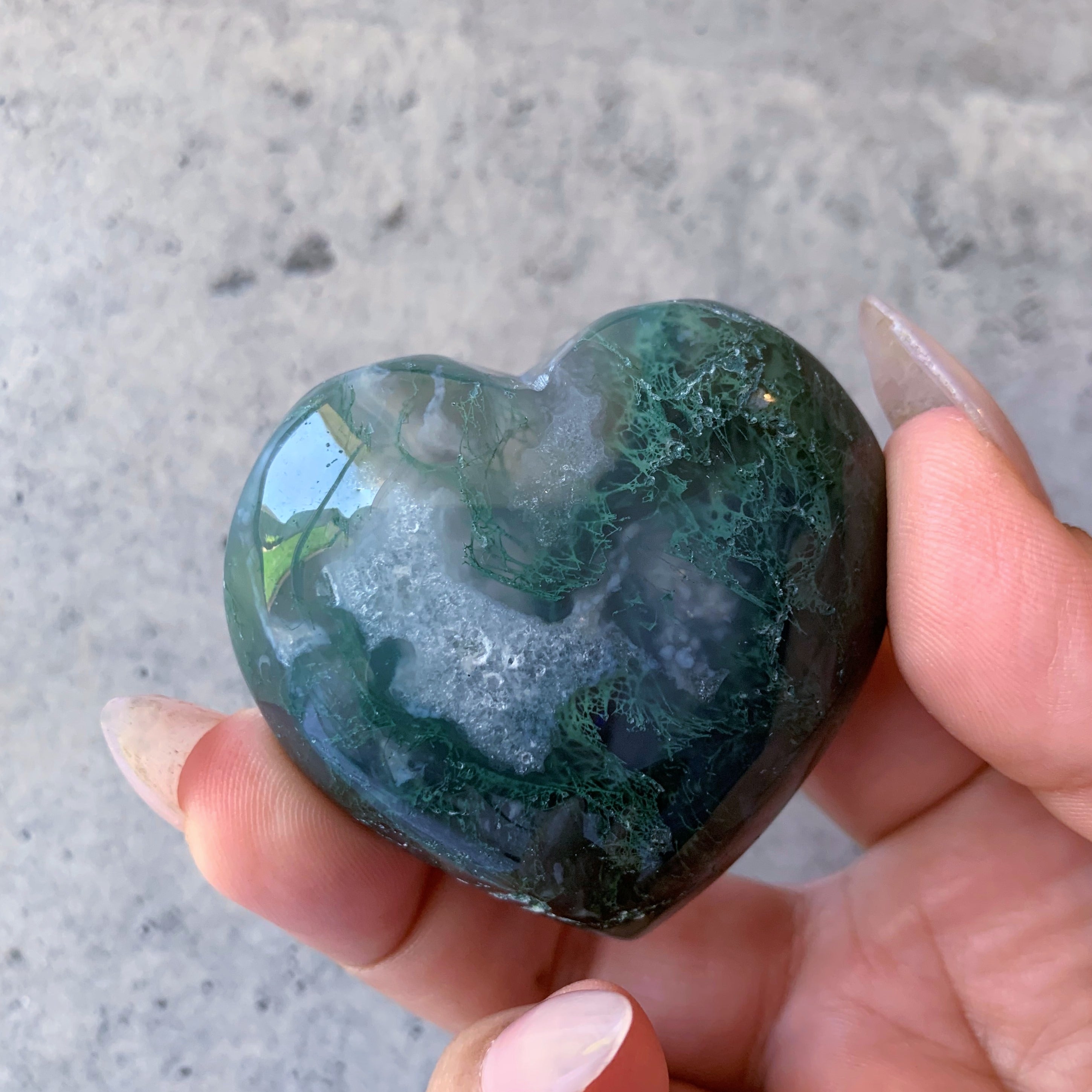 Moss Agate Heart | Medium
