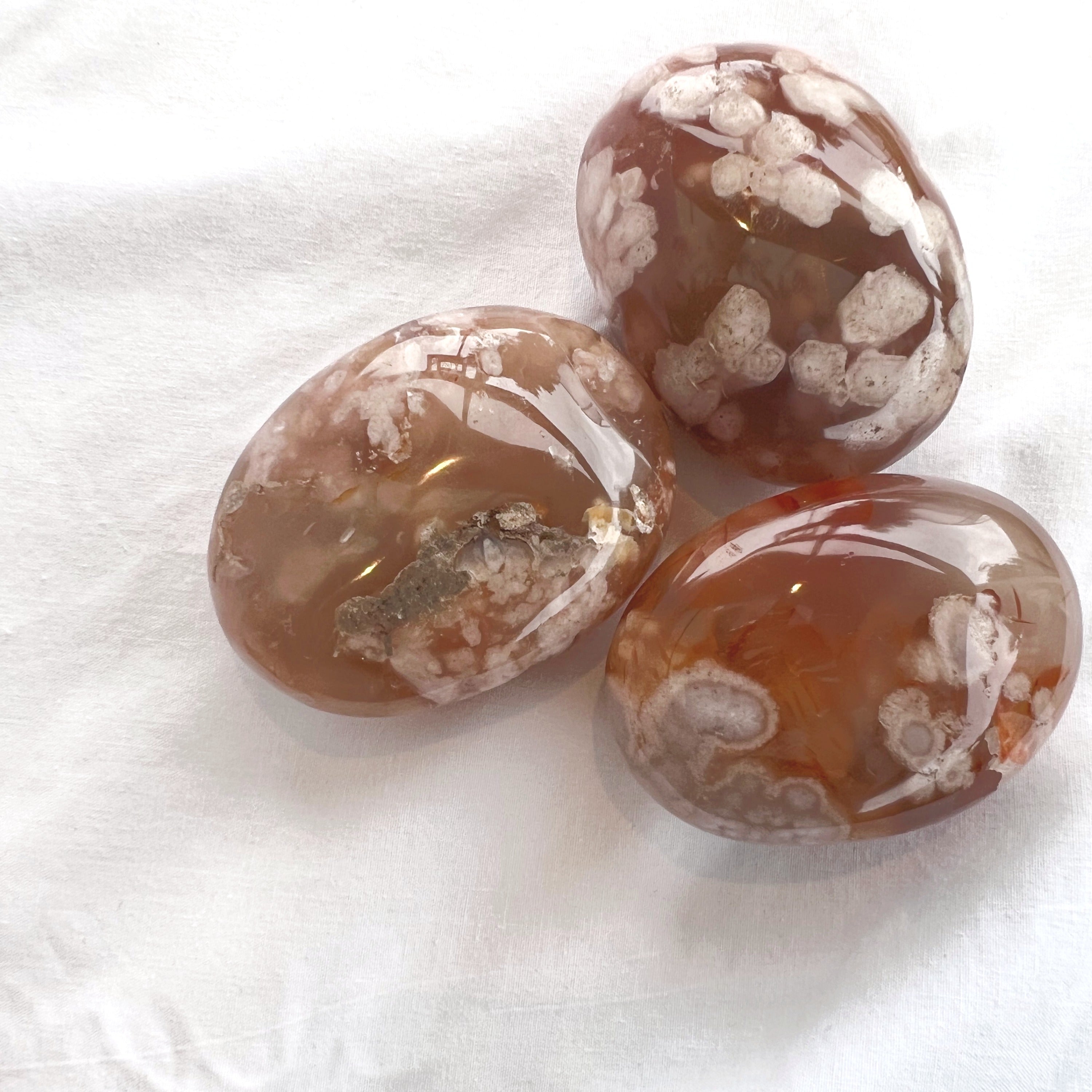 Flower Agate Palm Stone | X-Large