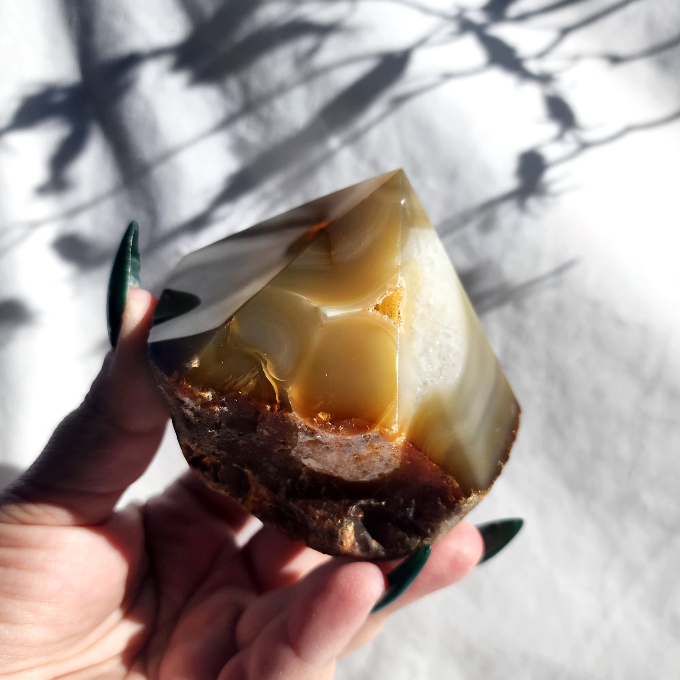 Natural Agate Flat Based Polished Point