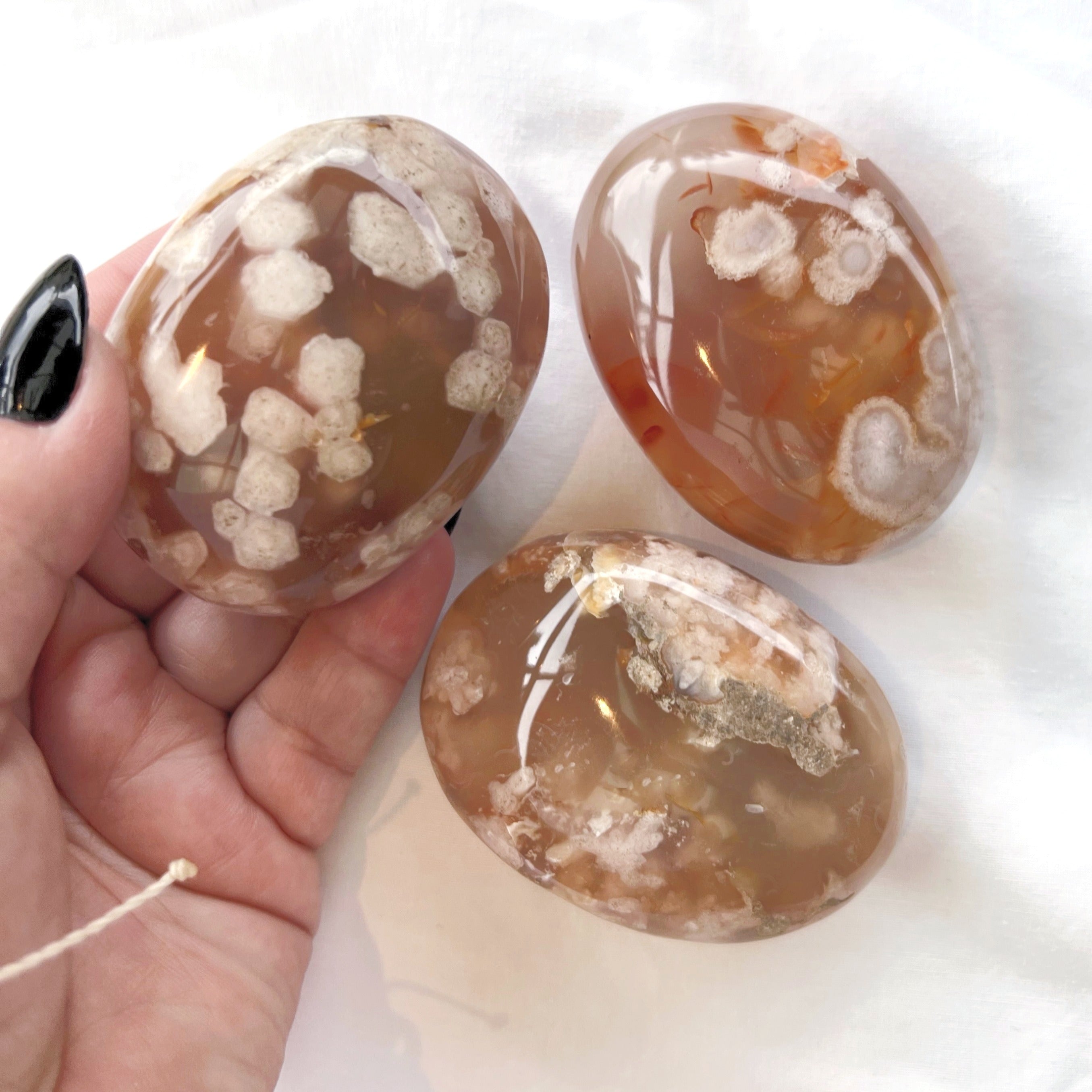 Flower Agate Palm Stone | X-Large