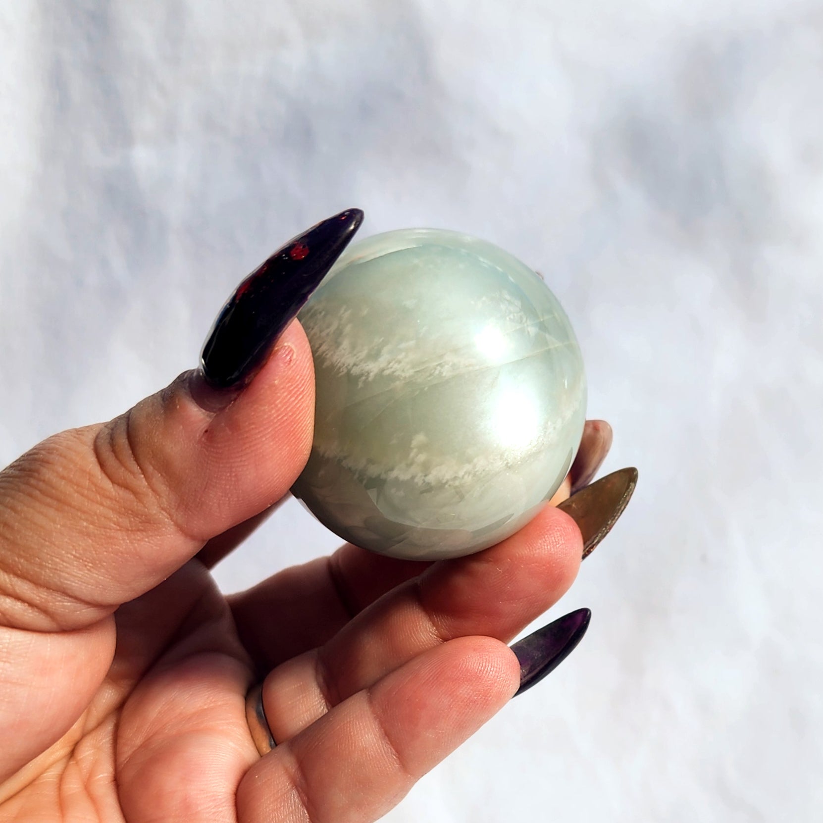 Silky Sage Green Moonstone Sphere