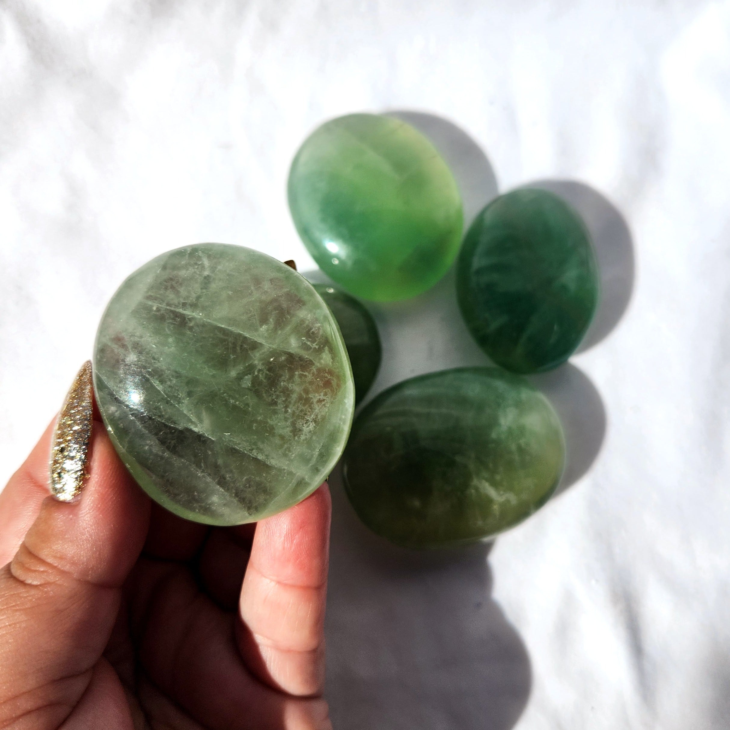 Green Fluorite Palm Stone