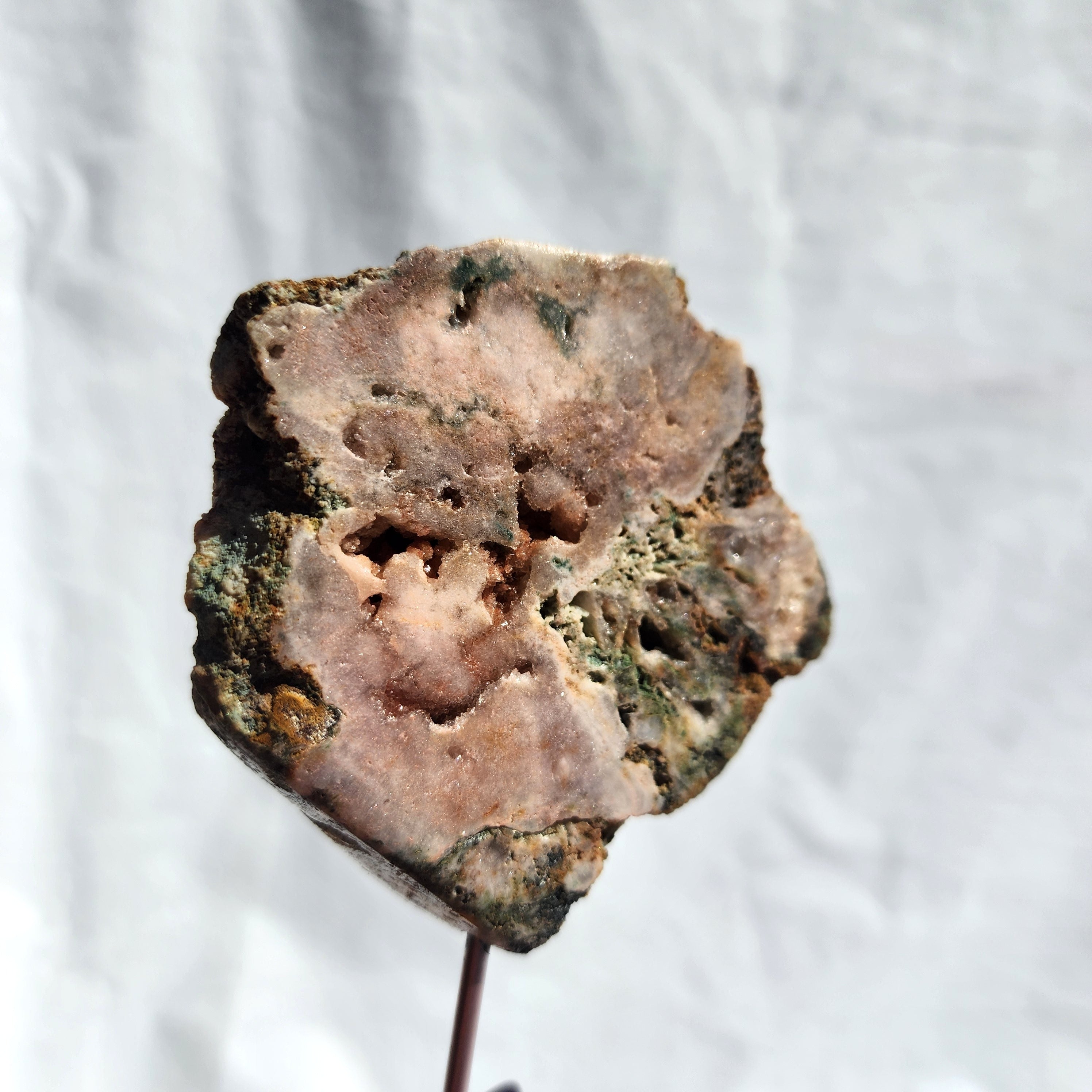 Pink Amethyst Slice on Stand