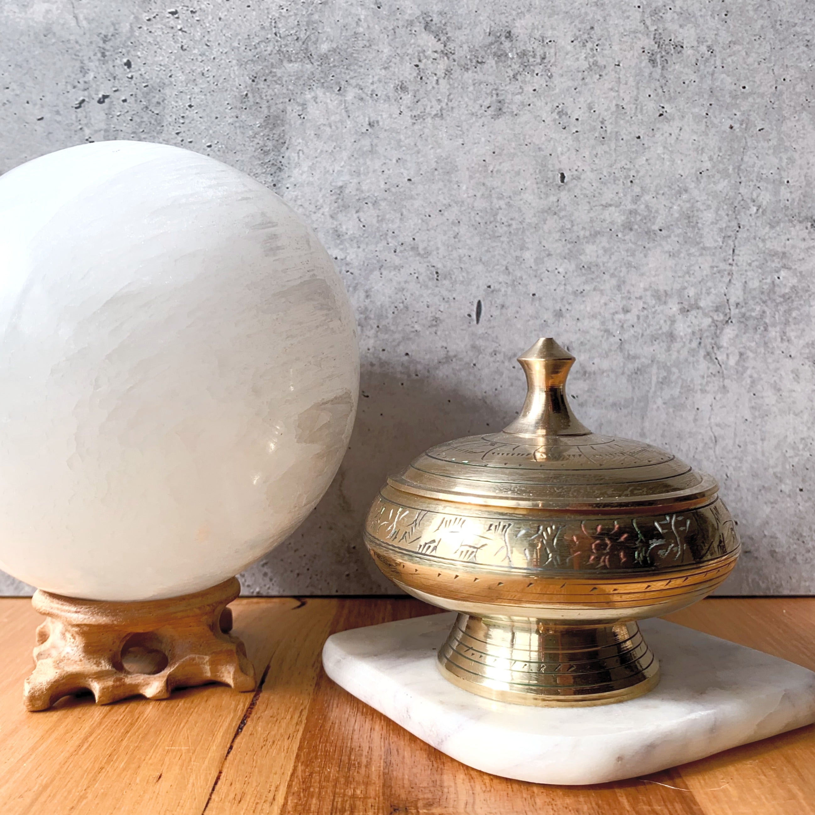 Engraved Brass Incense Charcoal Pot Burner with Lid